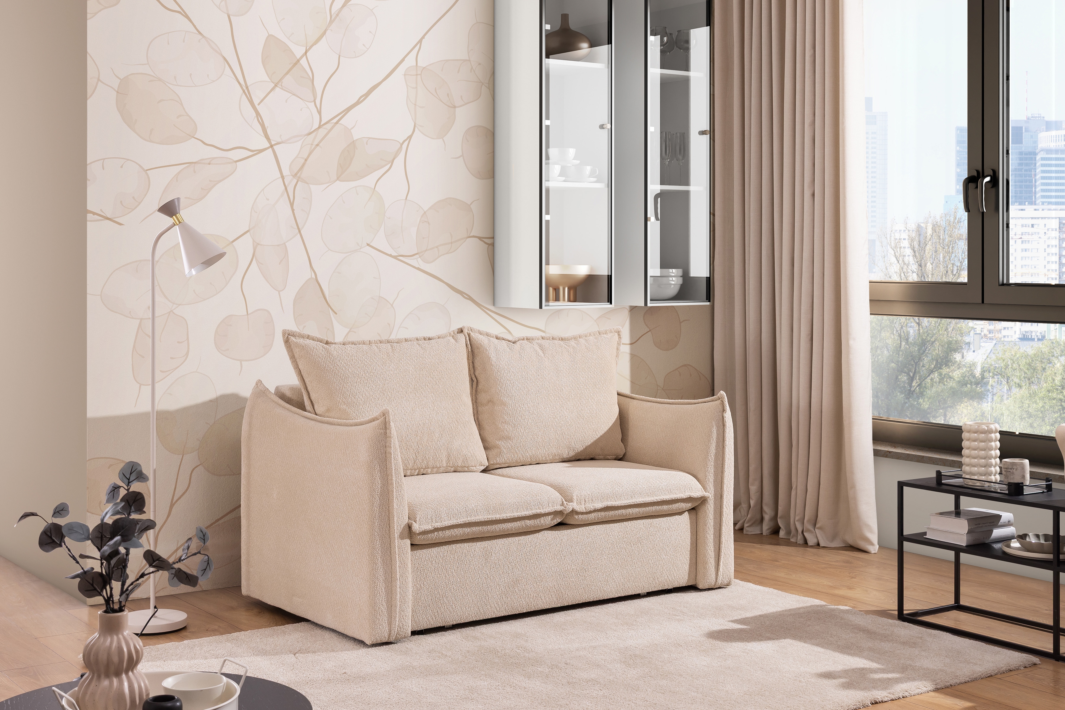 Dvoumístná rozkládací pohovka Liliamo - béžová Egon 26 Pohovka rozkladana Liliamo dvoumístná - béžová šenil Egon 26