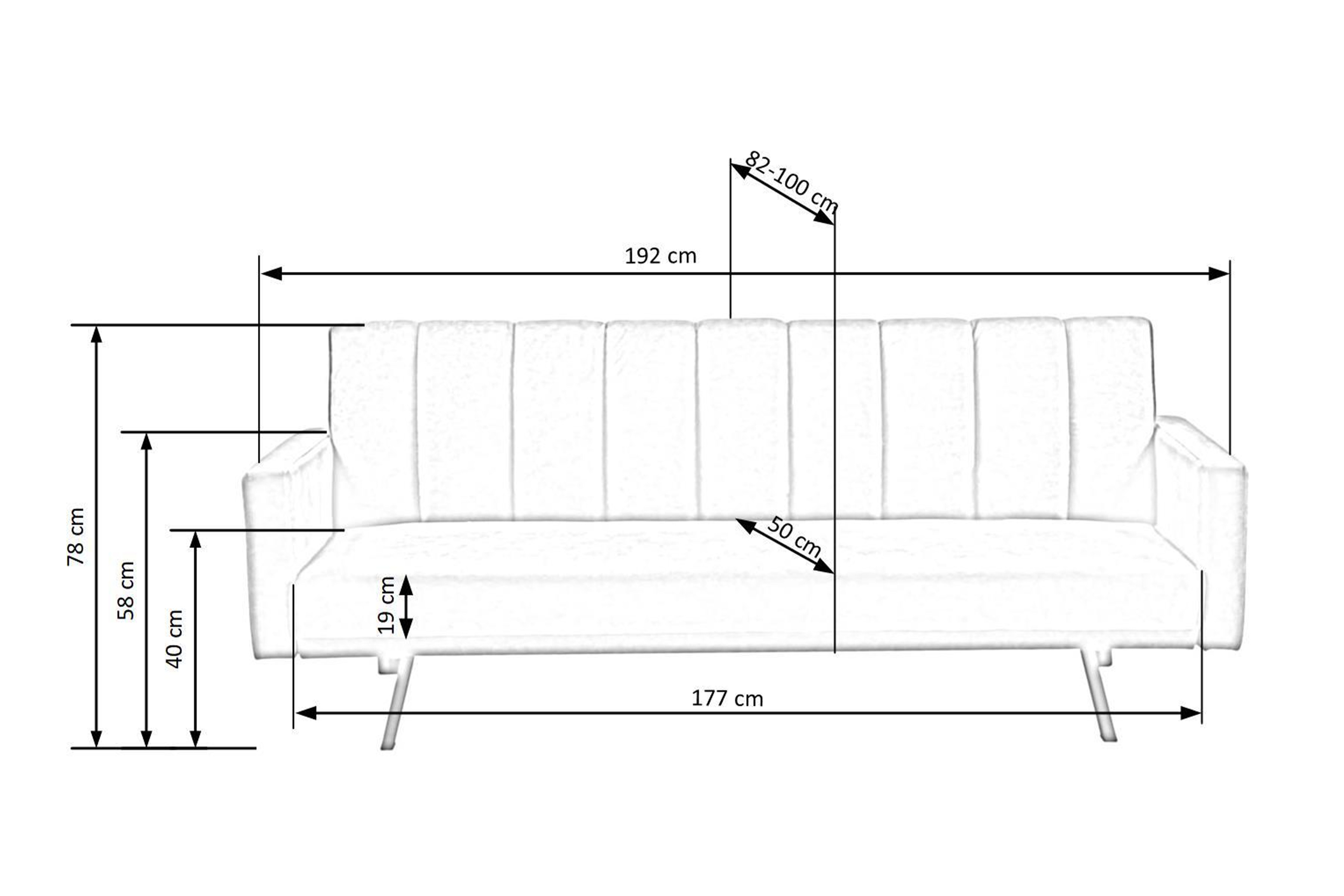 Trojmístná pohovka Hawano - šedý samet Pohovka třímístná Hawano - popelavá samet