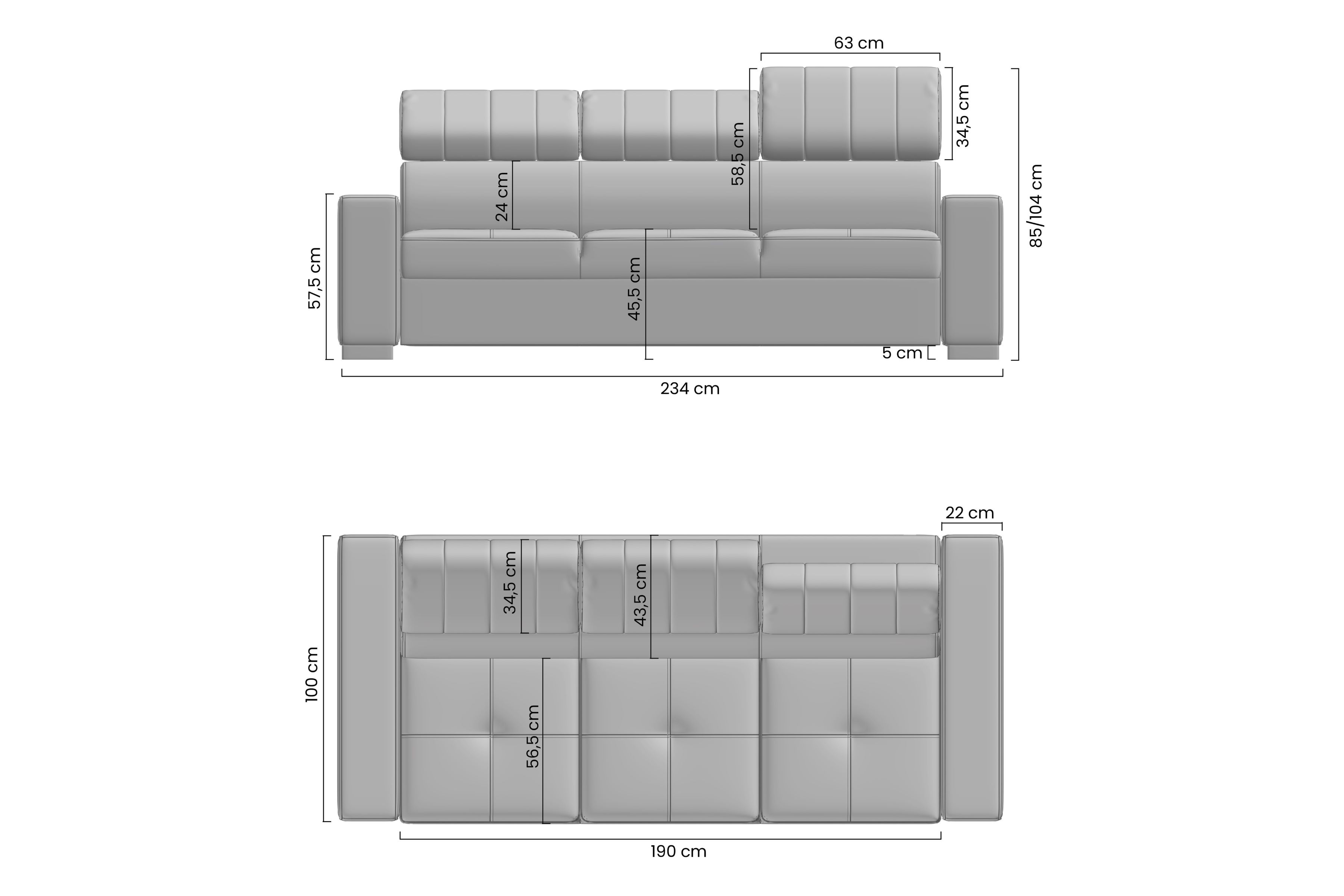 Rozkládací pohovka Modeno Pohovka třímístná Modeno rozkládací 