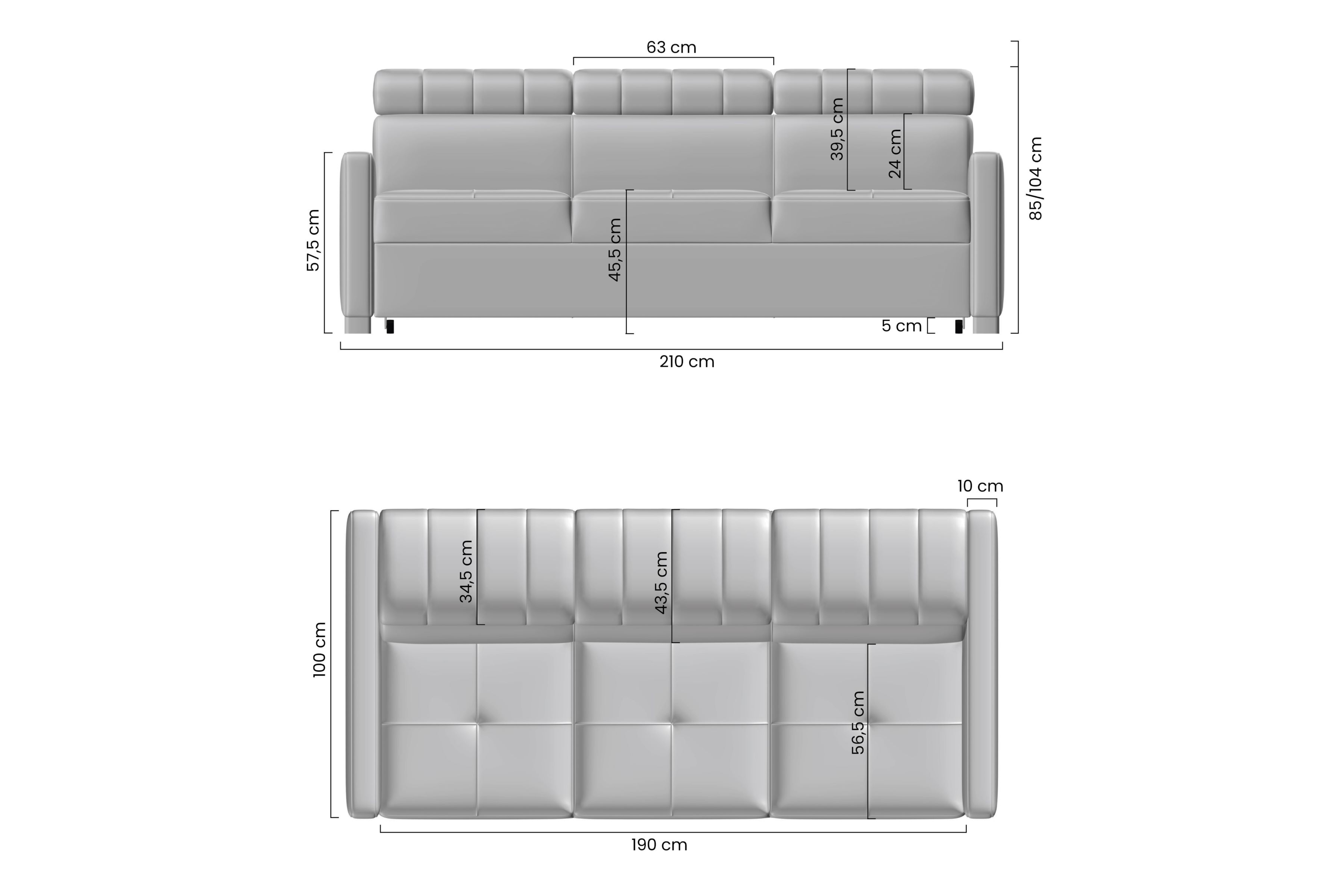 Rozkládací třímístná pohovka Taremo Pohovka třímístná Taremo rozkládací