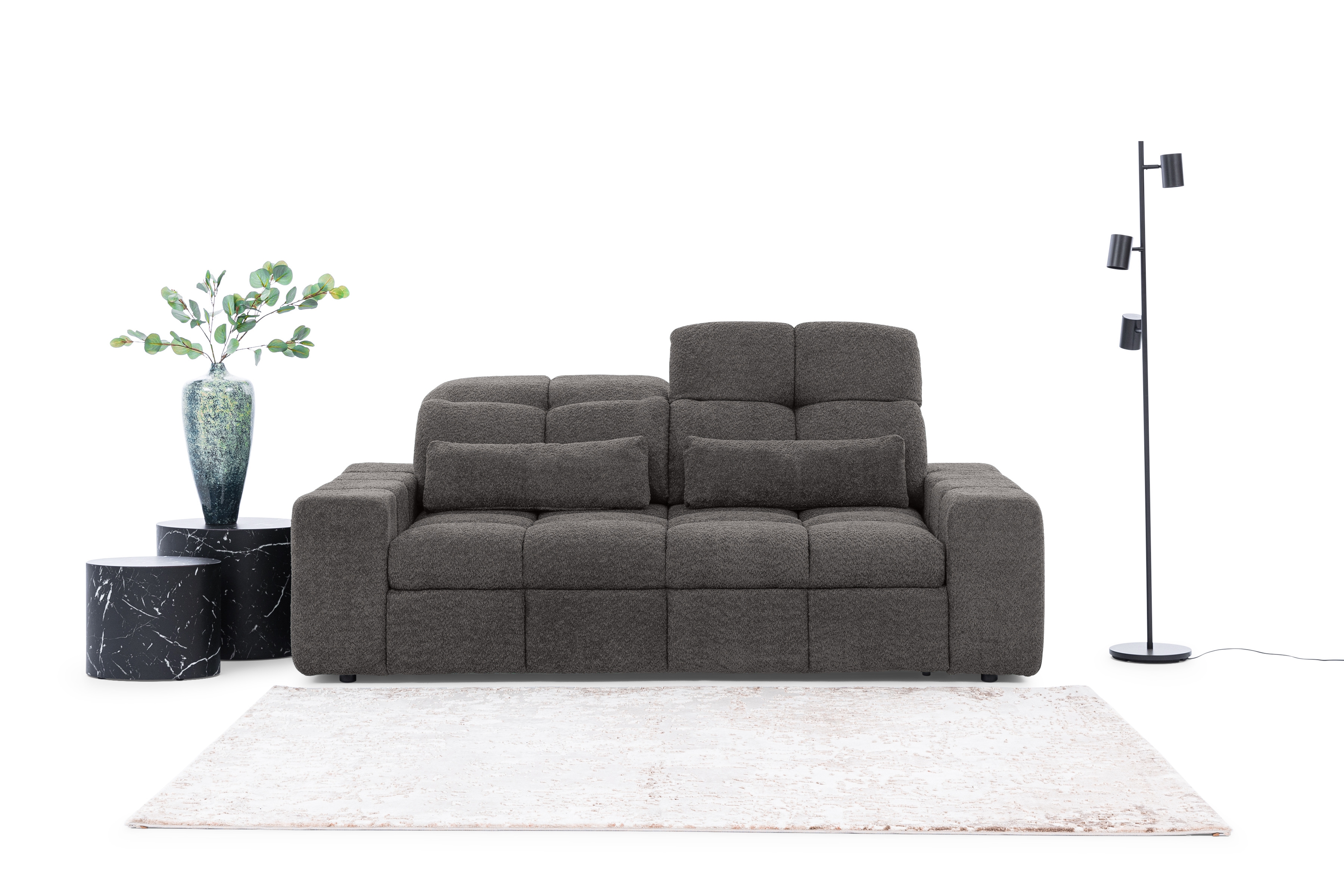 Trojmiestna elektrická pohovka Magnelio III - sivá bouclé Catch Me 25 Pohovka trojmiestna s elektricky výsuvným sedákem Magnelio III - šedá boucel Catch Me 25 