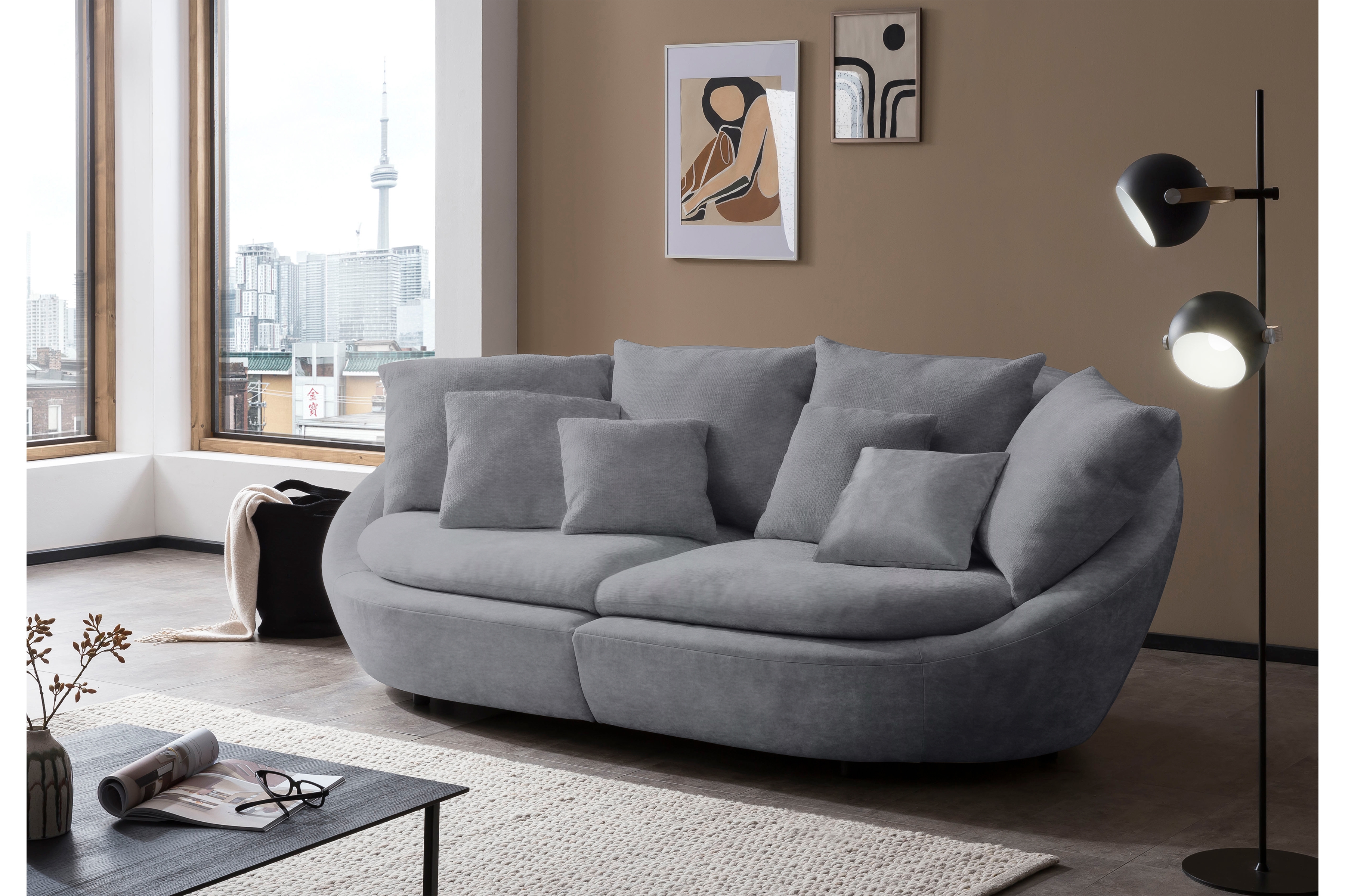 Pohovka Maui 2místná - grafitová látka Zoya 11 (KR10701) Pohovka wypoczynkowa Maui dvoumístná - grafitová Zoya 11 (kr10701)