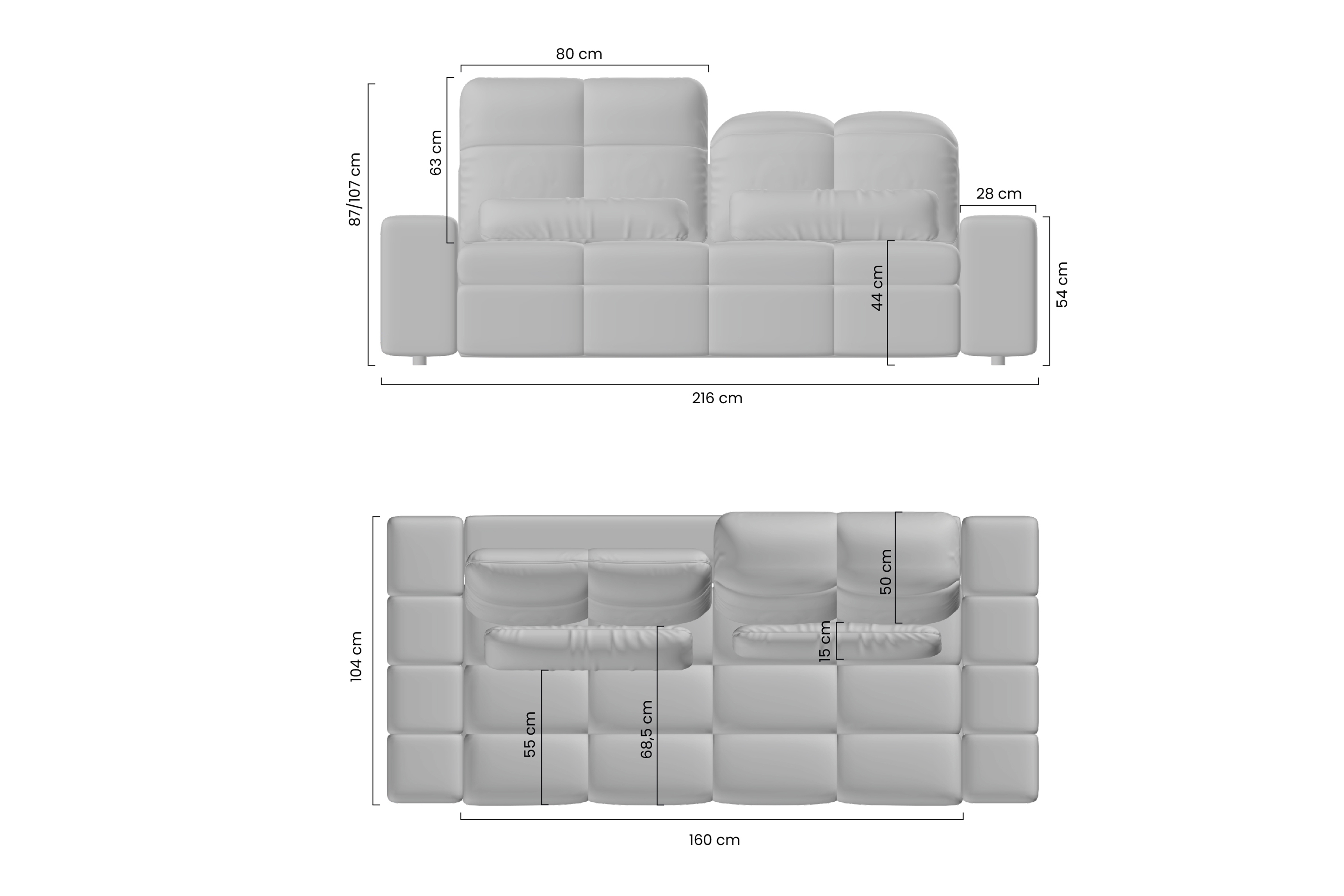 Pohovka Magnelio Prestige III s elektrickým výsuvem - béžová Leo 03 Pohovka z elektricky wysuwanym sedadlem Magnelio Prestige III - snadno čistitelný béžová Pletenina Leo 03