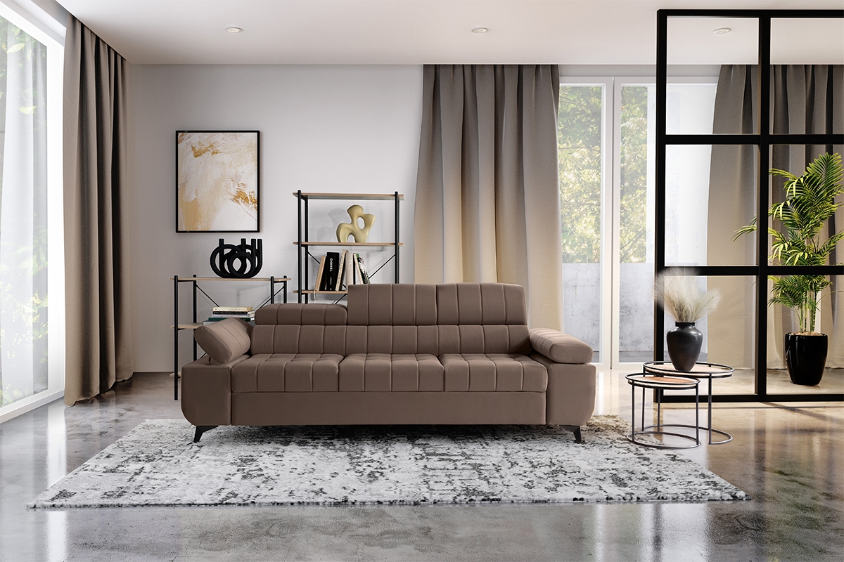 Pohovka s funkciou spania Dragonis - hnedý zamat Velluto 29 Pohovka Dragonis aranzacja