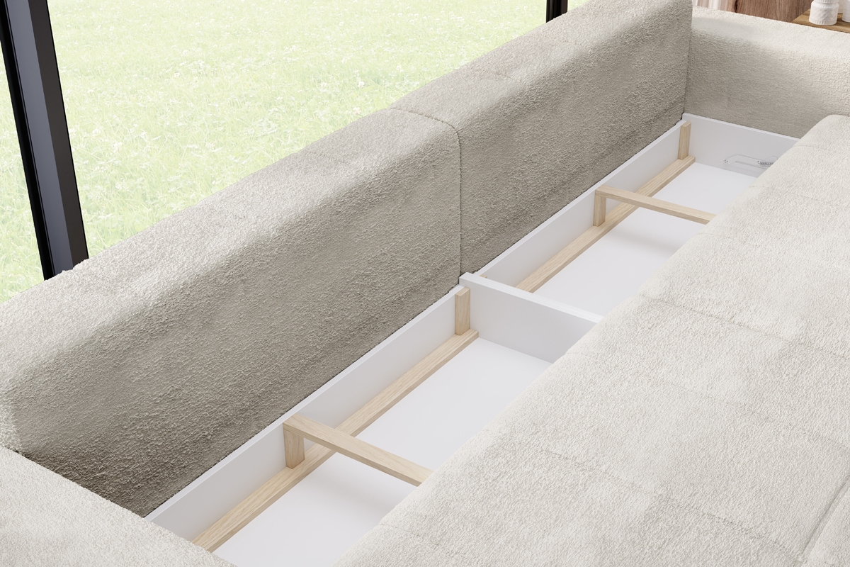 Rozkladacia pohovka M Big - béžová látka Loris 01 Pohovka s úložným priestorom na posciel 