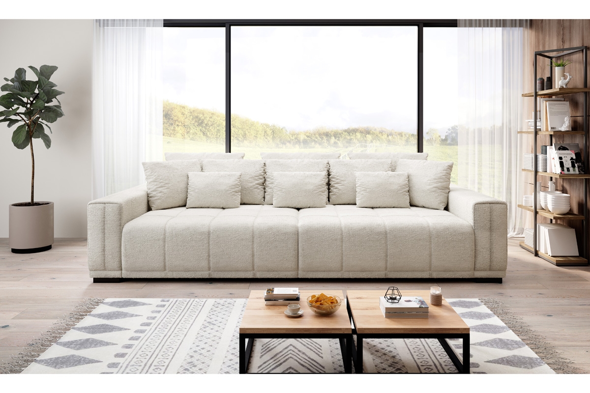 Rozkladacia pohovka M Big - béžová látka Loris 01 jasna Pohovka . 