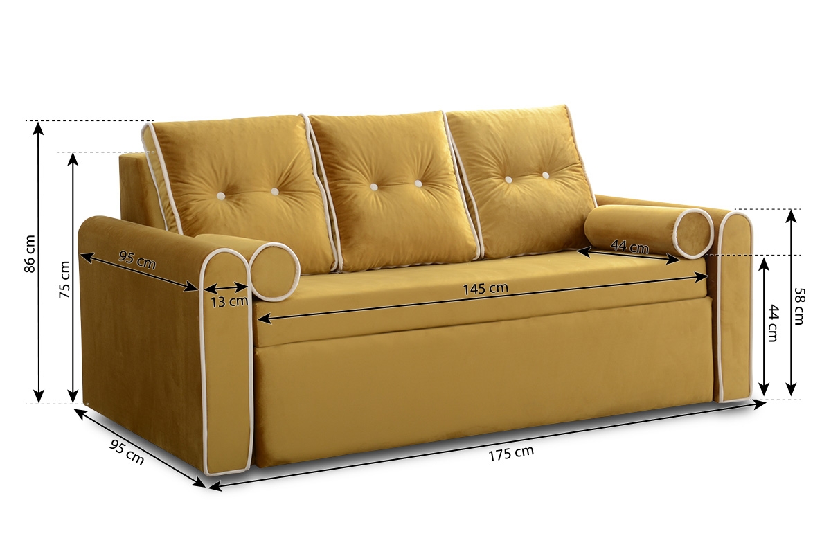 Rozkladacia pohovka trojmiestna Romano III Gauč Romano II - Rozmery