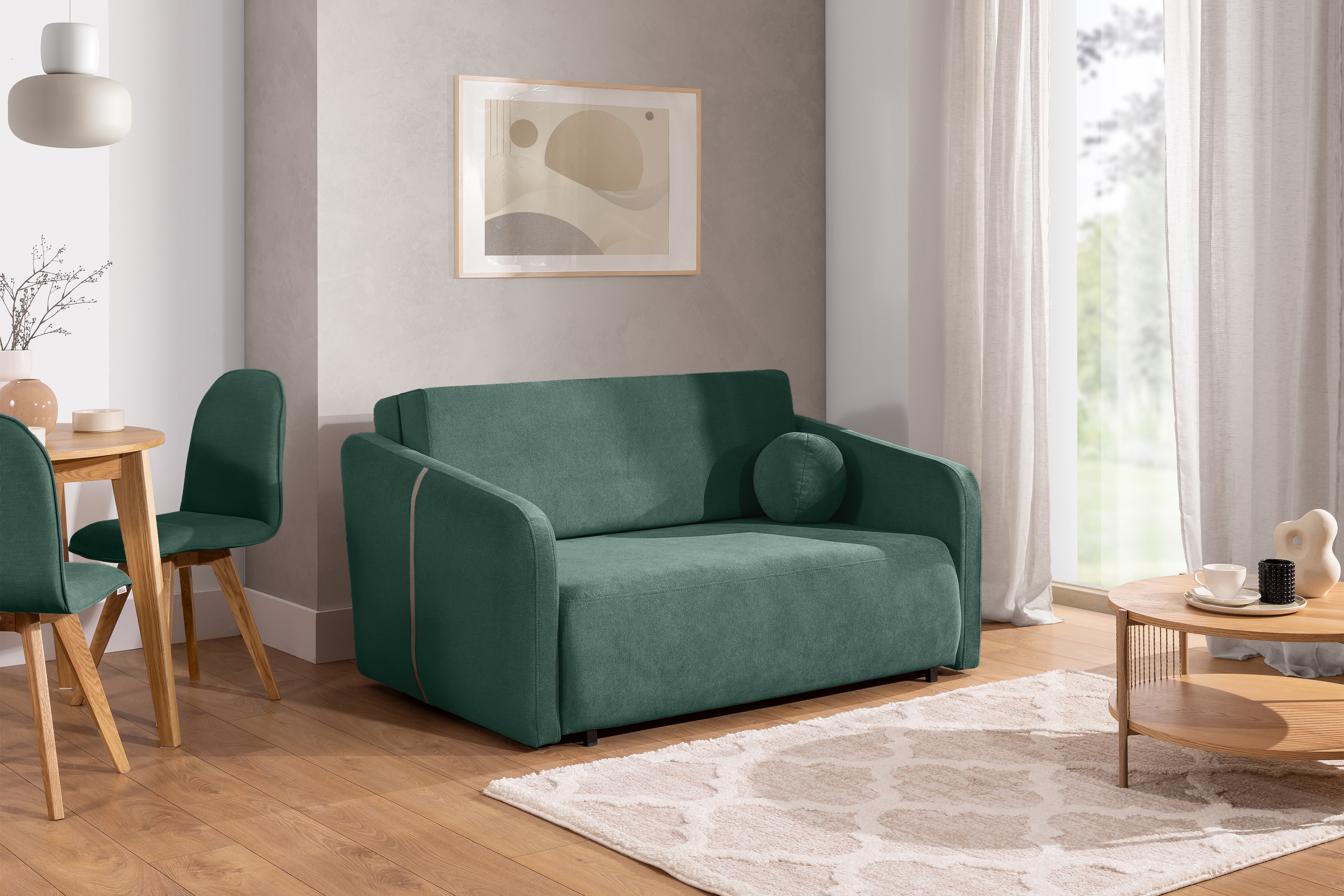 Pohovka Zeldia 135 rozkládací - zelená šenil hydrofobní  Spring 1116 Pohovka Zeldia 110 rozkládací - zelená šenil hydrofobní  Spring 1116