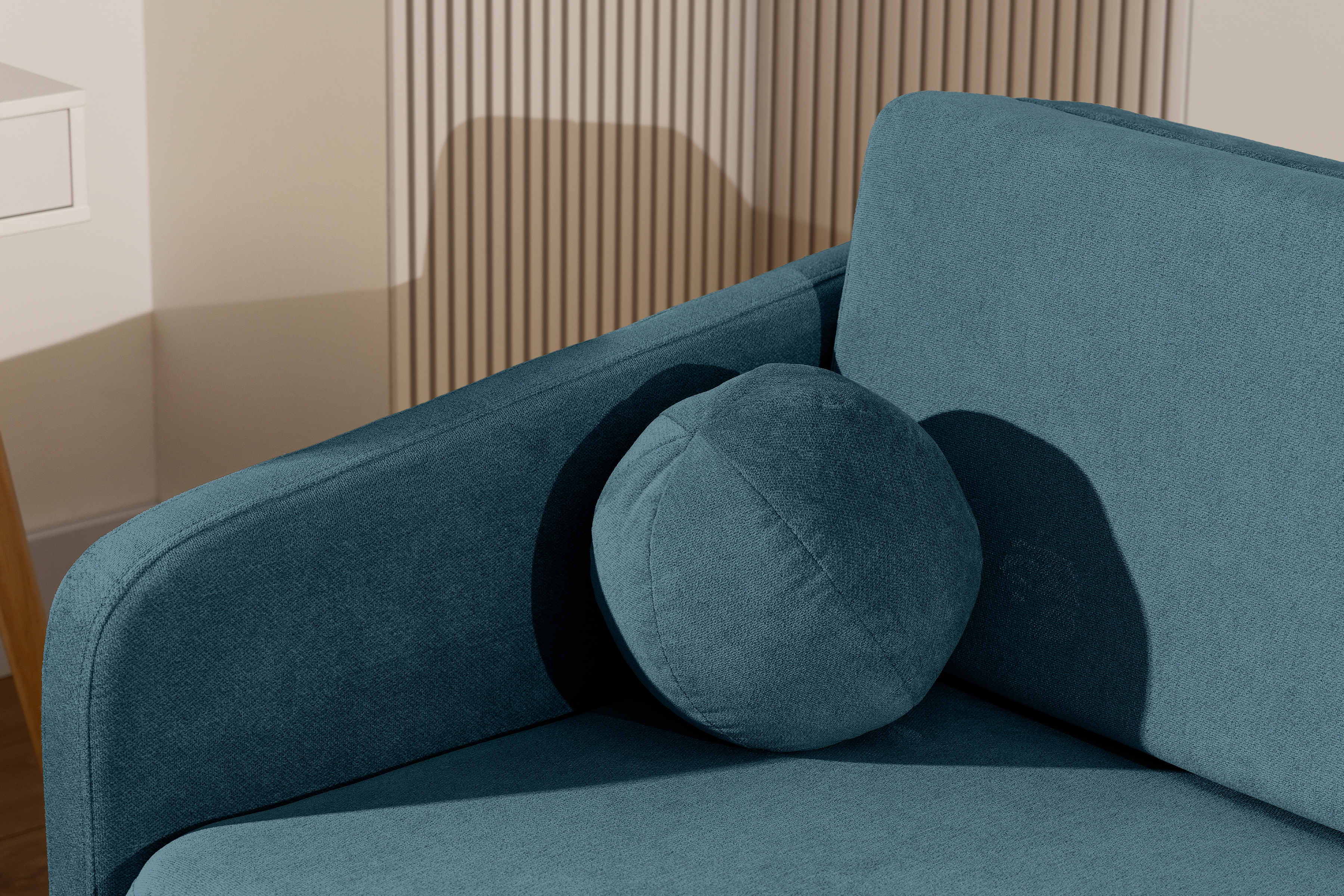 Pohovka Zeldia 155 s funkciou spánku - Modrý šenil hydrofobowy Spring 1117 Pohovka Zeldia 130 s funkciou spania - Modrý šenil hydrofobowy Spring 1117