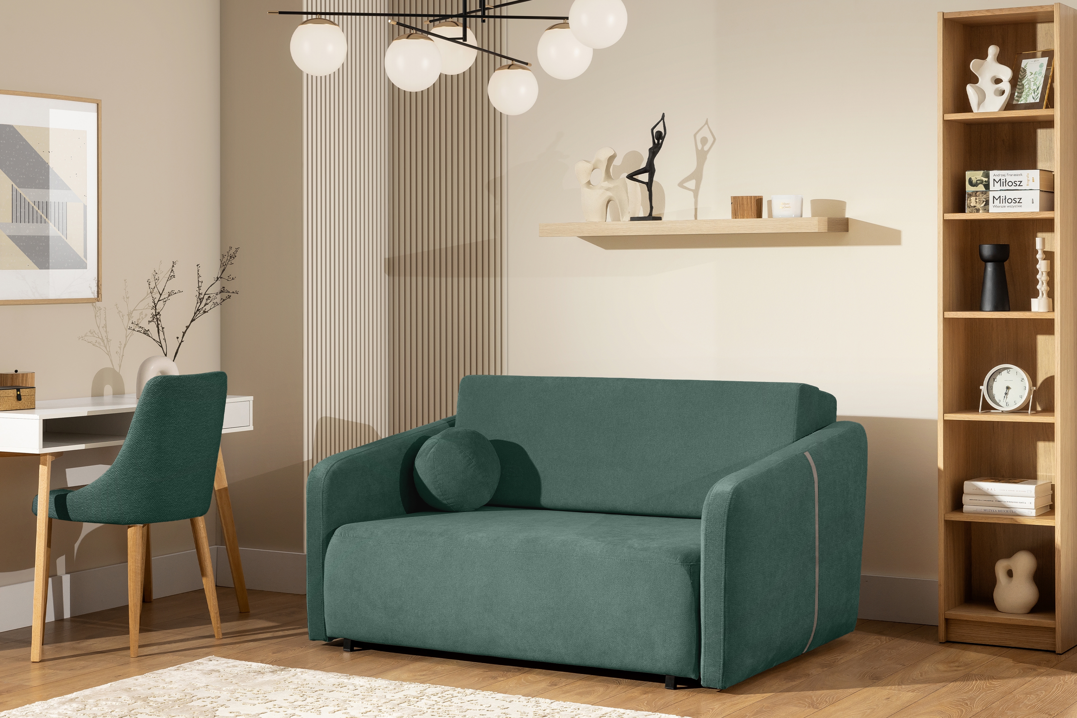 Pohovka Zeldia 105 s funkciou spánku - Zelený šenil hydrofobowy Spring 1116 Pohovka Zeldia 80 s funkciou spania - Zelený šenil hydrofobowy Spring 1116