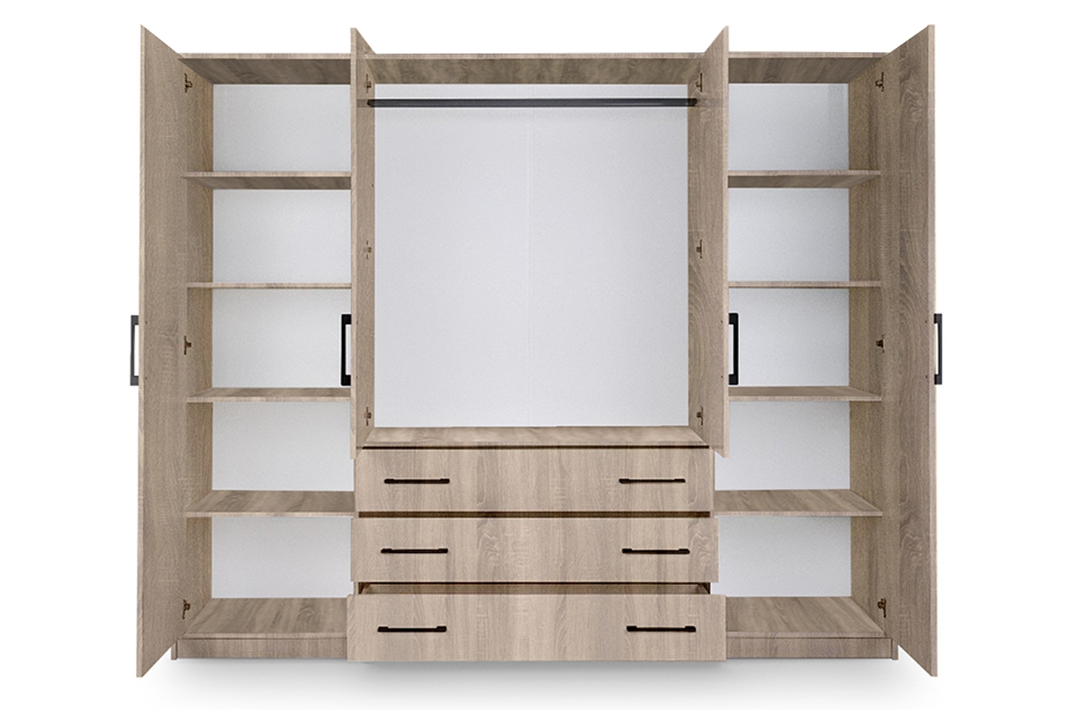 Skříň Bali 240 cm - dub sonoma skříň Bali wnetrze