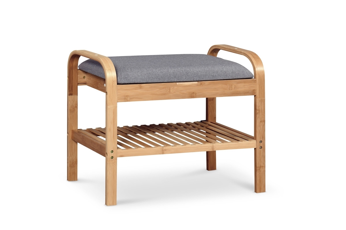 Bambusová lavice na boty ST12 - popelavá ST12 lavice / stojan na boty bambus - popelavý