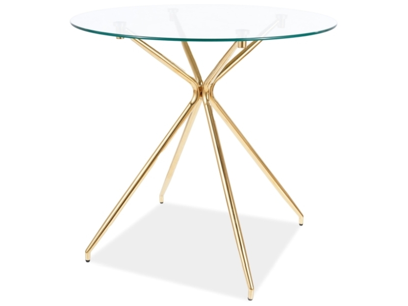 Kulatý konferenční stolek Azalia 80 cm - zlaté nožky / skleněná deska Stůl azalia transp./ zlatý podstavec fi 80