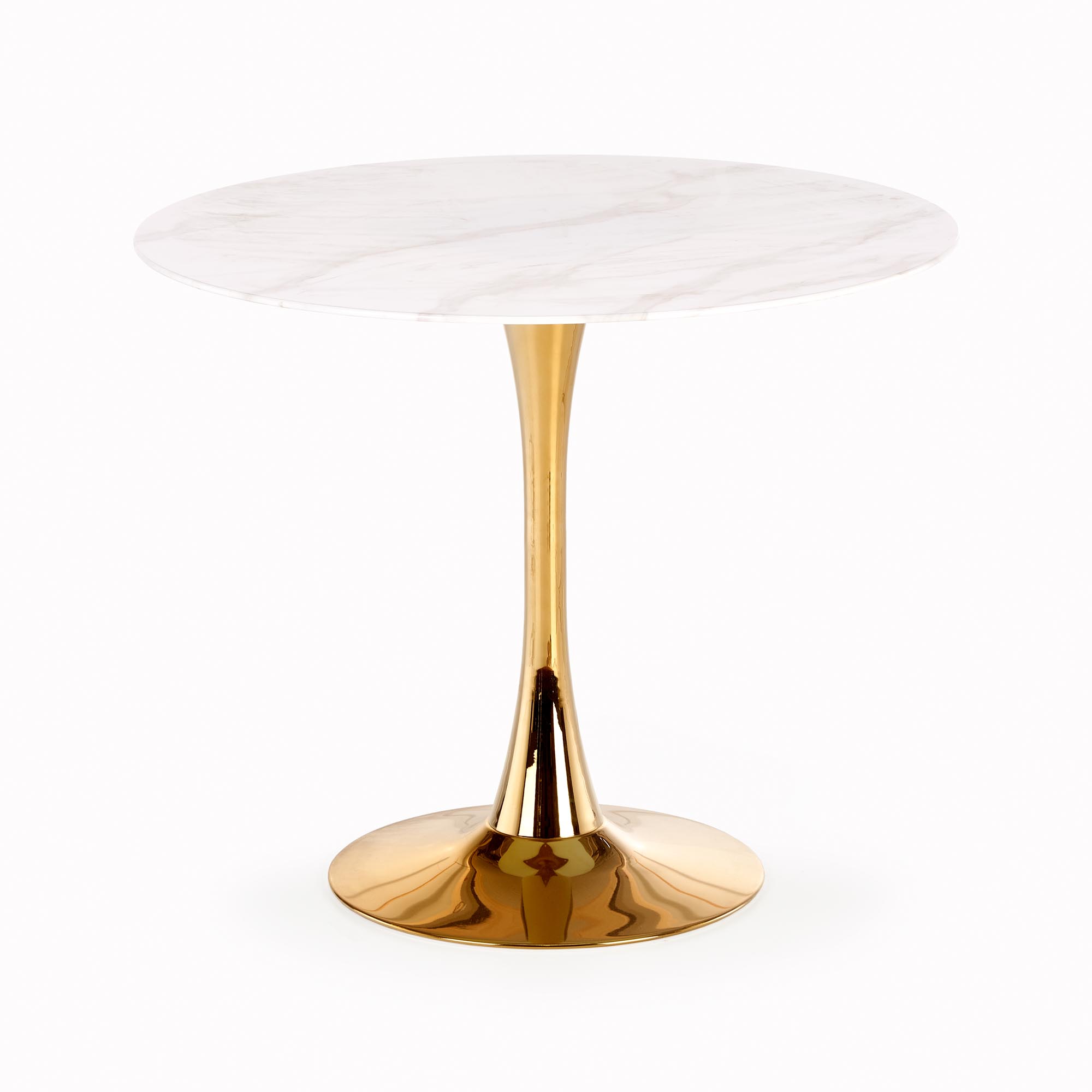 CASEMIRO Stůl Deska - Bílý mramor, noga - Žlutý stůl casemiro - Bílý mramor / Žlutý