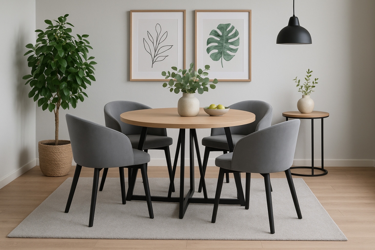 Rozkládací jídelní stůl Cedrus Linear 95-150 cm - dub hikora / černá Stůl Cedrus Linear 95/150 cm loftový rozkladany - dub hikora / černá