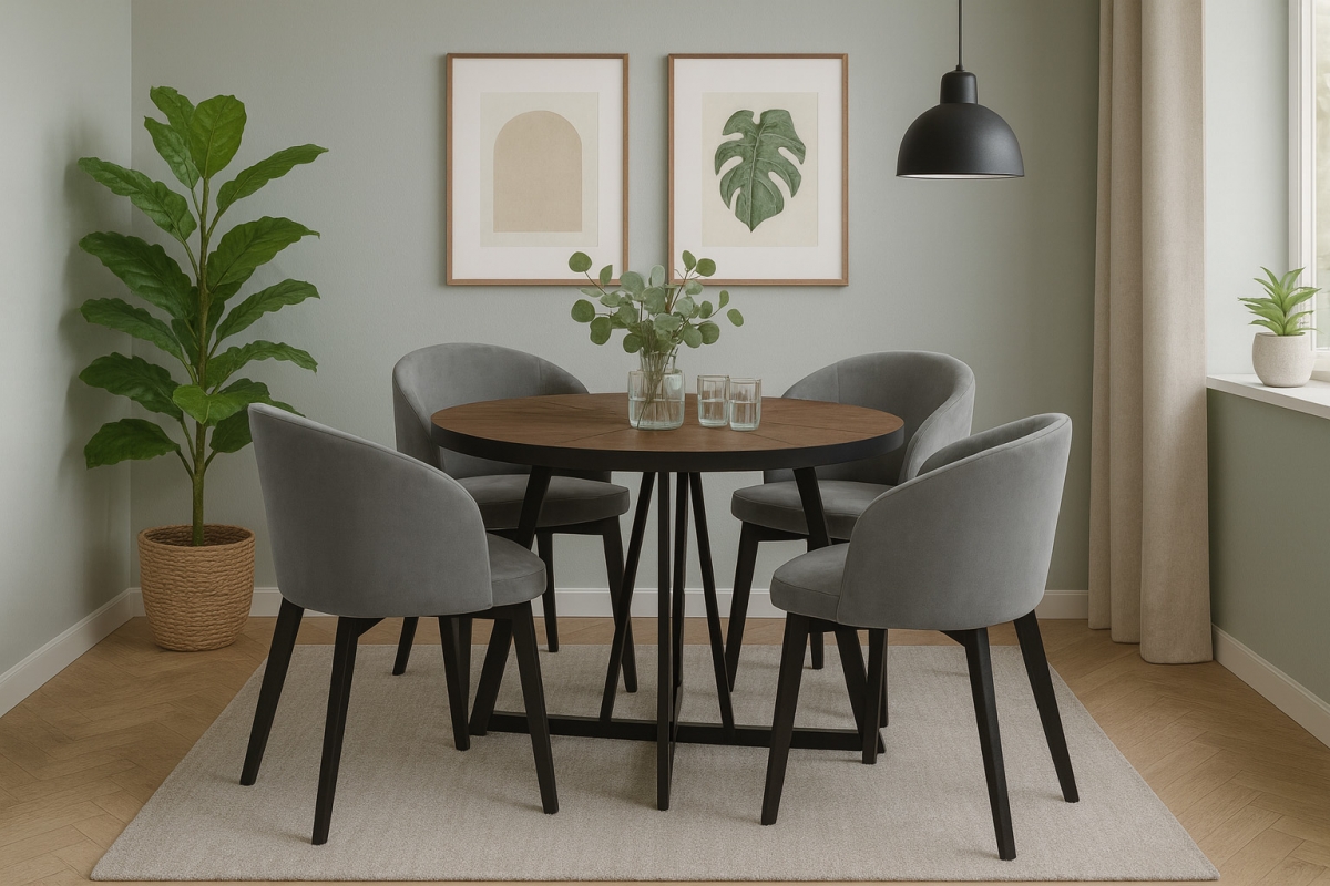 Rozkládací jídelní stůl Cedrus Rozeta 95-150 cm - dub belmont / černá Stůl Cedrus Rozeta 95/150 cm loftový rozkladany - dub belmont / černá