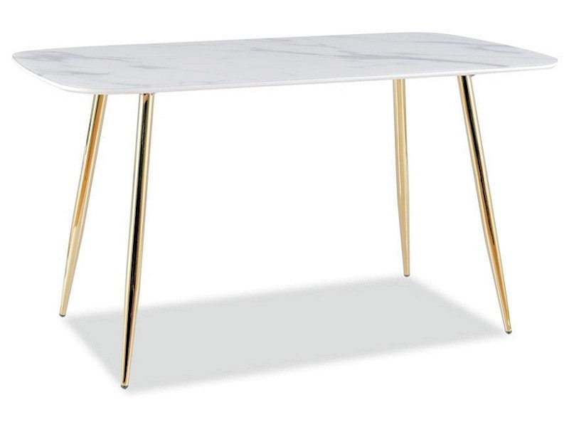 Stôl CERES biely mracamový efekt /zlatý rám 140X80 stOL ceres biaLy mramorový efekt /zLoty stelaZ 140x80