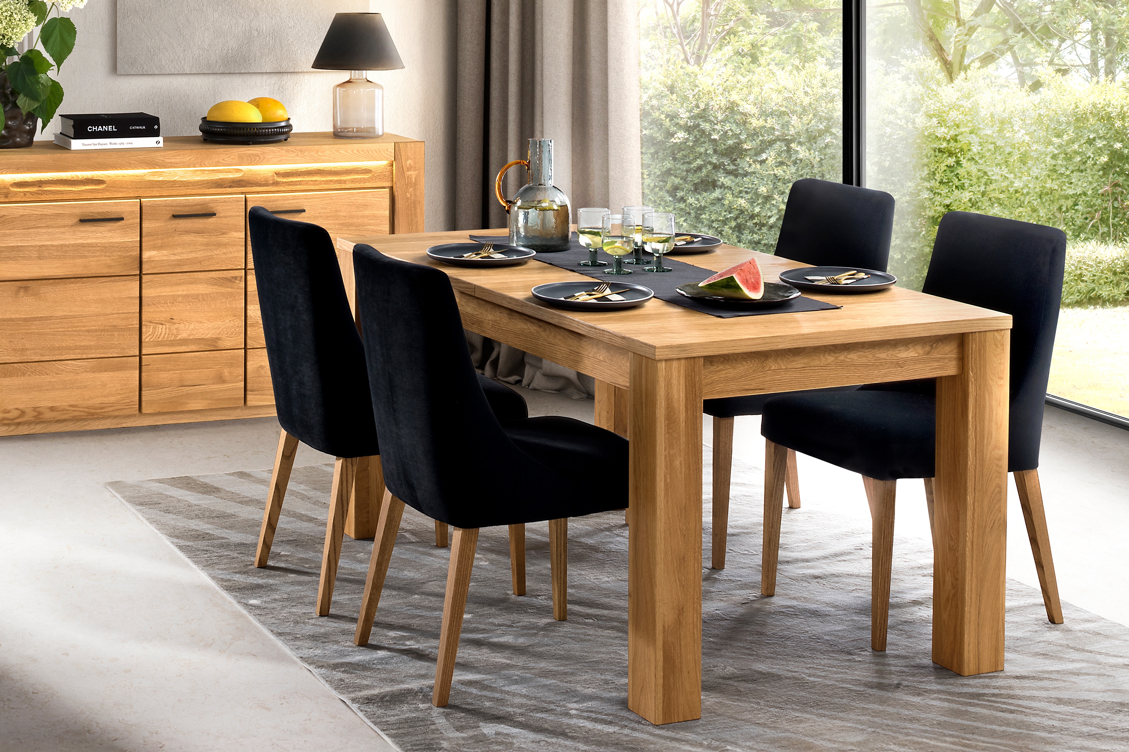 Rozkládací jídelní stůl Velvet 40 160-250x90 cm - přírodní Stůl do jídelny Velvet 40 rozkládací - 160-250x90 cm - dub natura