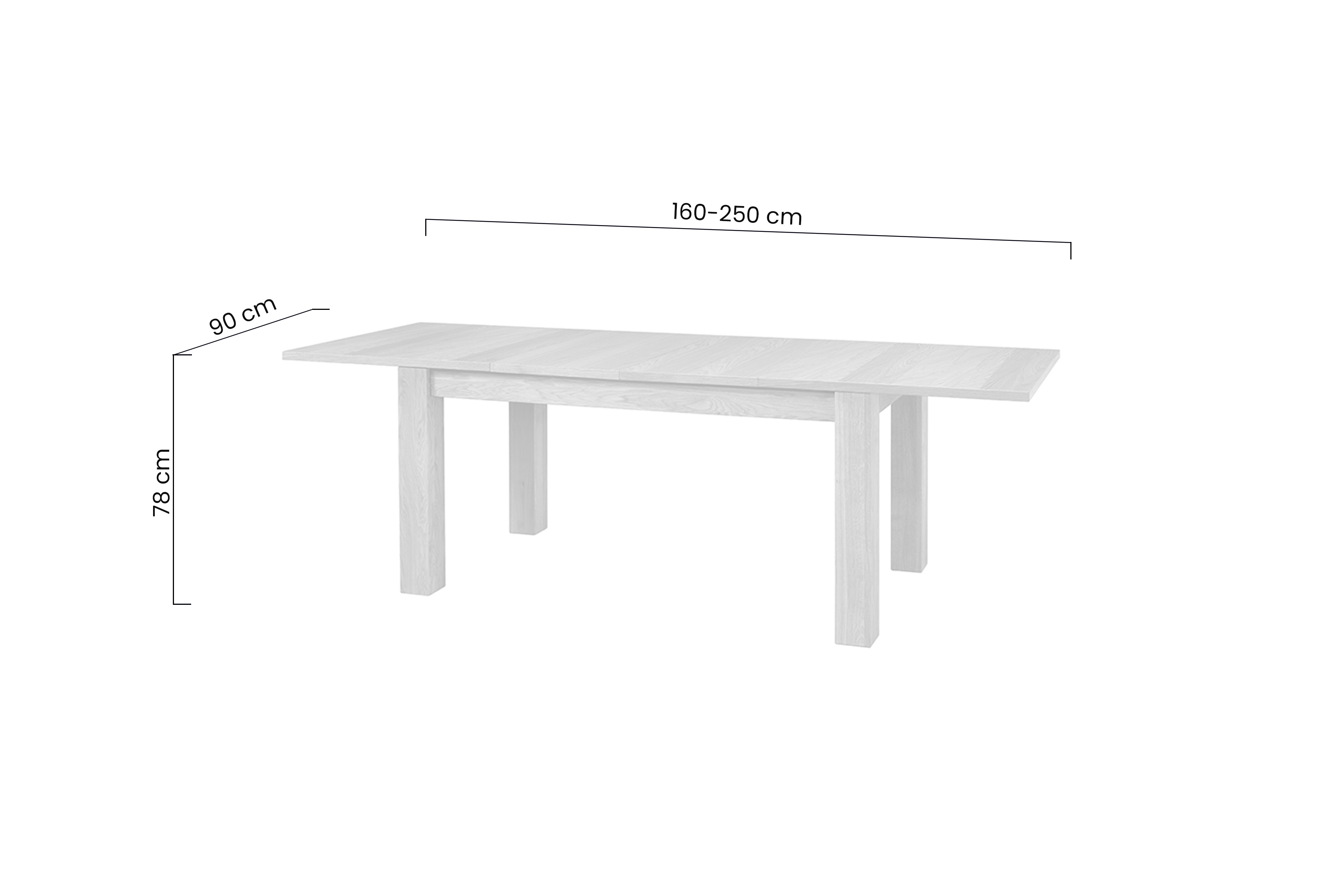 Rozkládací jídelní stůl Velvet 40 160-250x90 cm - přírodní Stůl do jídelny Velvet 40 rozkládací - 160-250x90 cm - dub natura