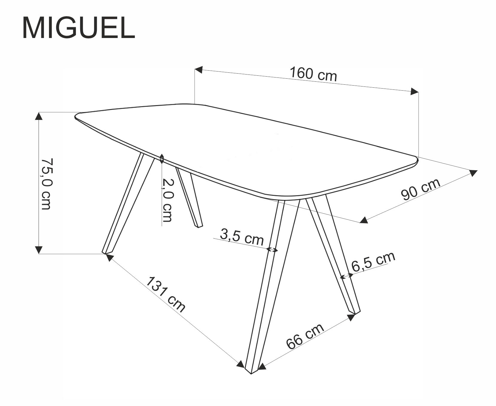 Dřevěný jídelní stůl Miguel 160x90 cm - ořech Stůl dřevo miguel 160x90 cm - ořech