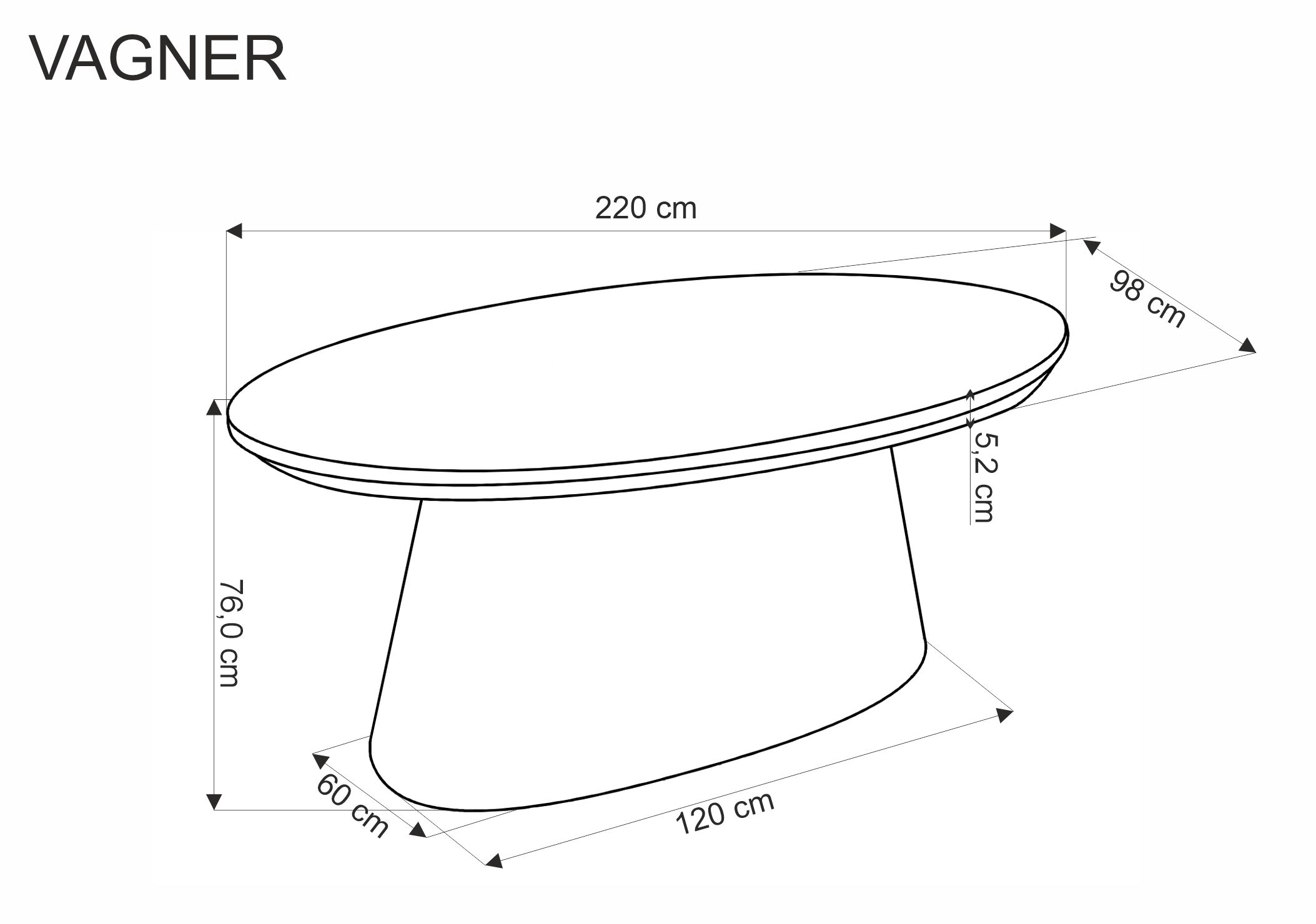 Dřevěný stůl Vagner 220x98 cm - ořech Stůl dřevo vagner 220x98 cm - ořech