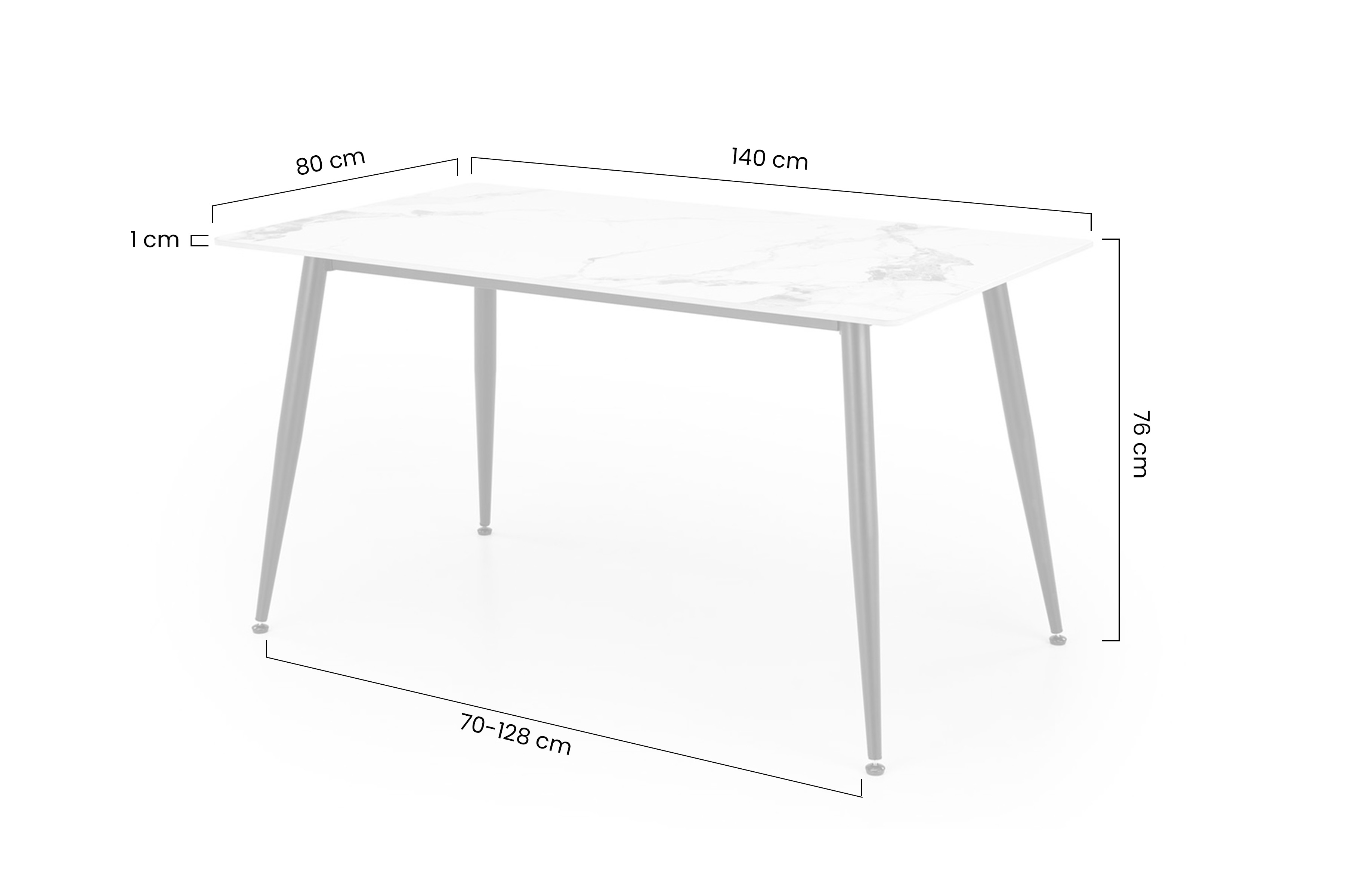 Jídelní stůl Emilio 140x80 cm - bílý mramor / černá Stůl Emilio 140x80 cm - bílá mramor / černá