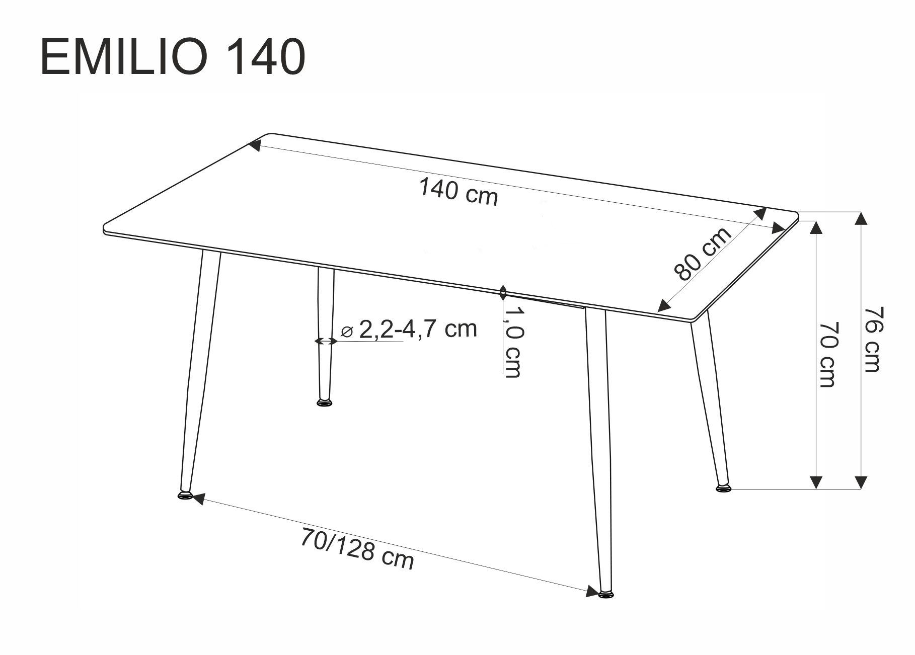 stôl Emilio 140x80 cm - biely mramor / čierny nožičky stôl emilio 140x80 cm - Biely mramor / čierny nožičky