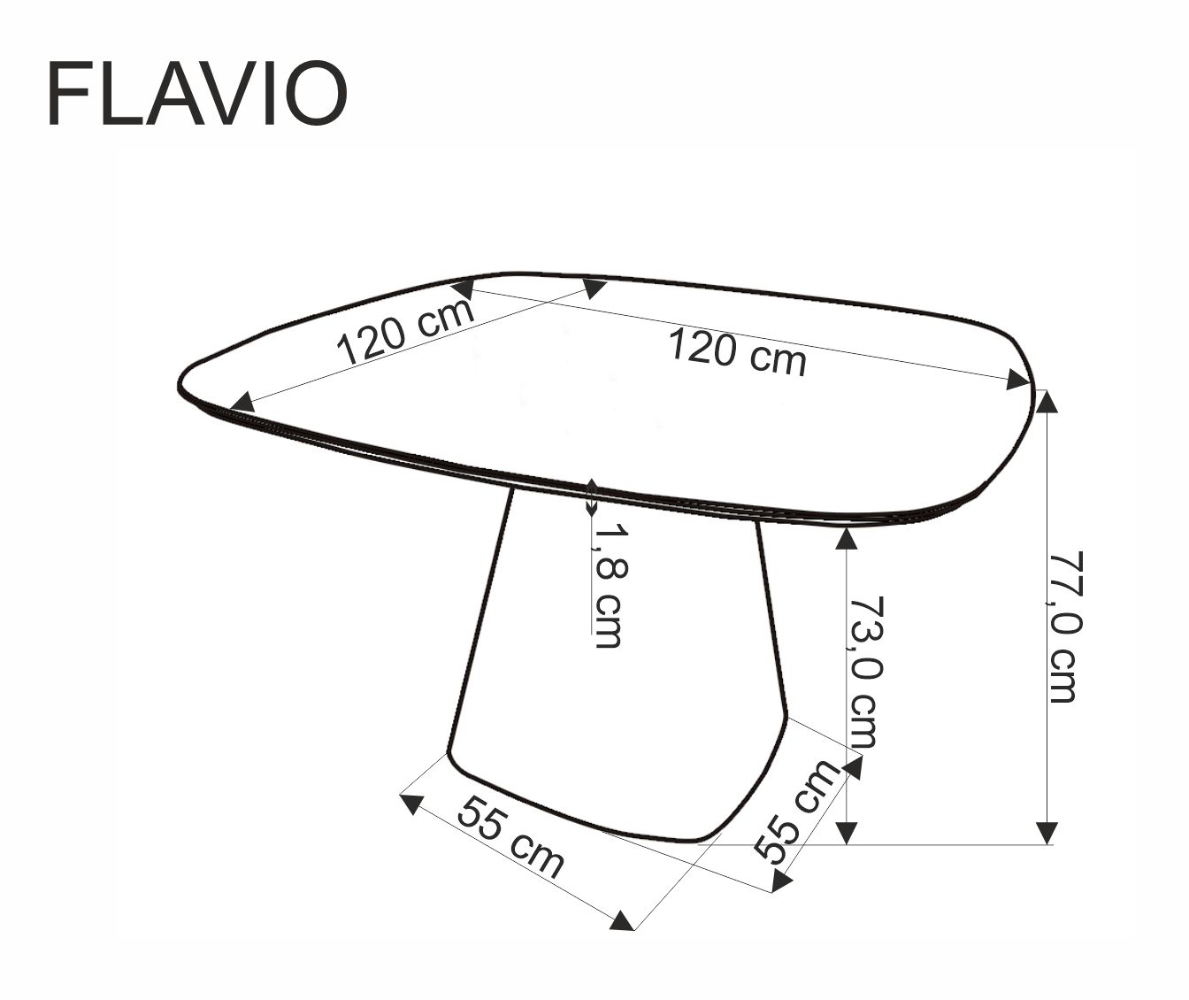 stôl Flavio 120x120 cm - biely stôl flavio 120x120 cm - Biely