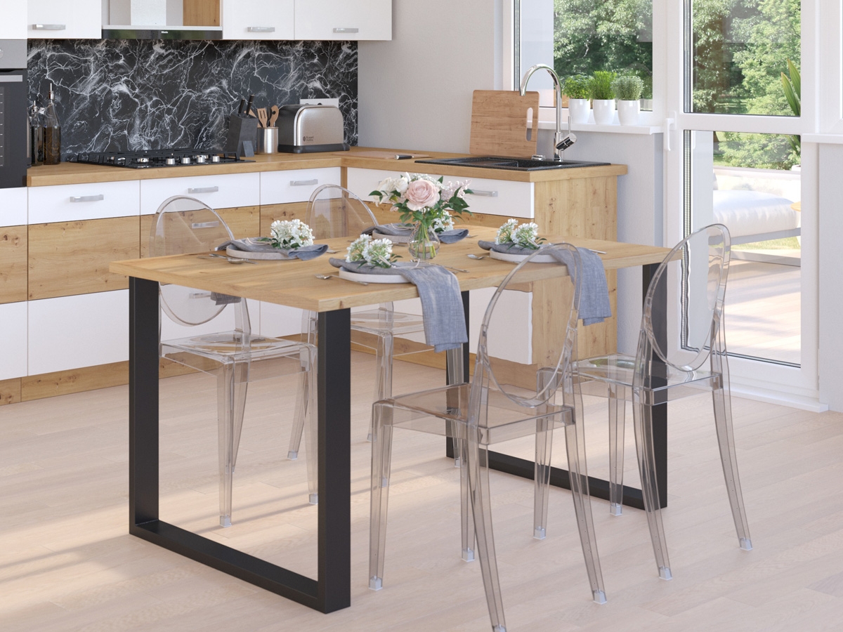 Jídelní stůl Wlora 138x67 cm - dub artisan / černé nohy Stůl Industriální DUB ARTISAN - Stůl loftový 138x67cm