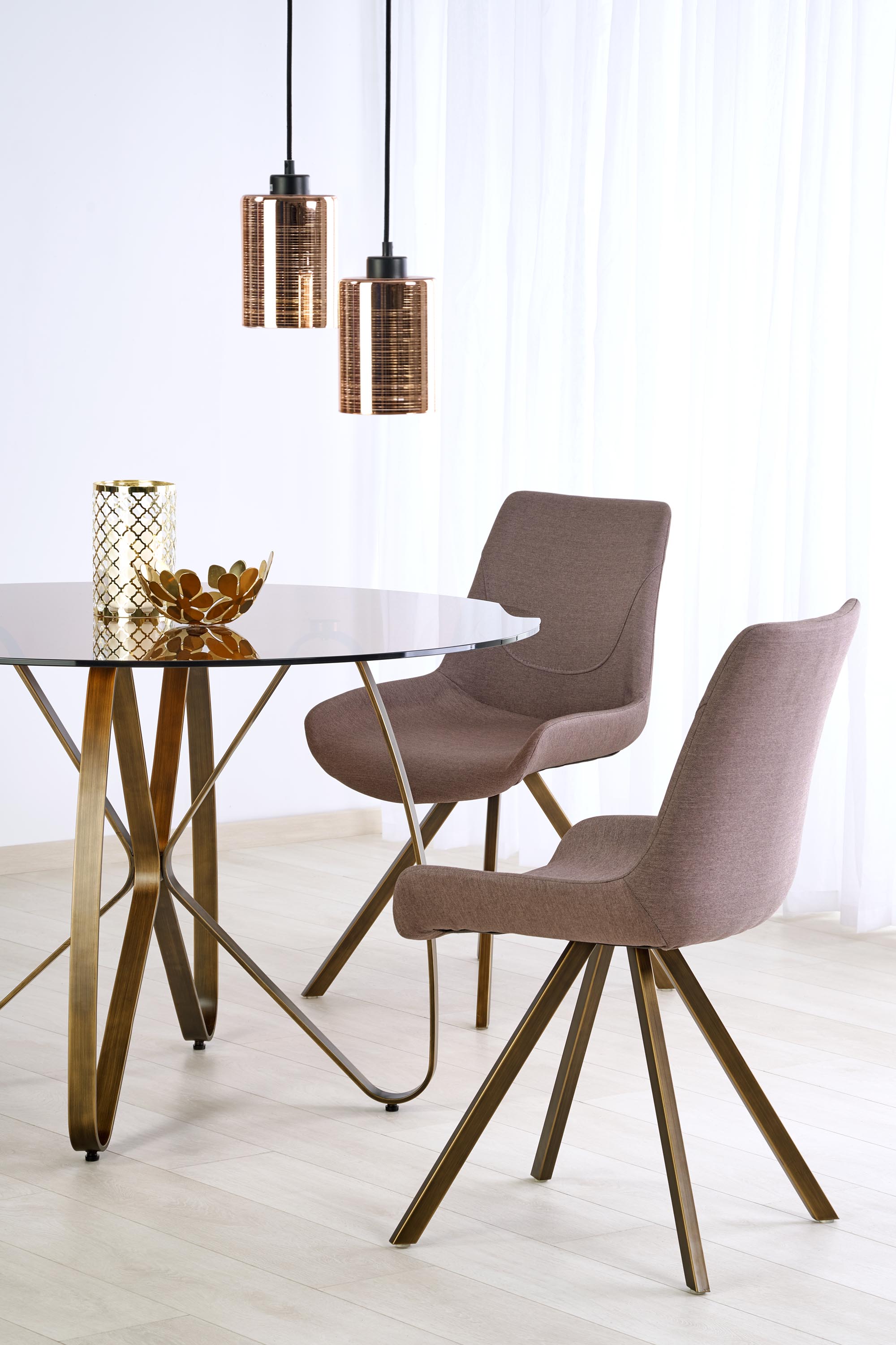 Lungo asztal - arany antik / barna stůl lungo - Žlutý antický / barna
