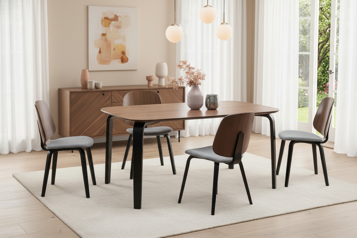 Jídelní stůl Norello 160x90 cm - ořech / černá Stůl Norello 160x90 cm - ořech / černá