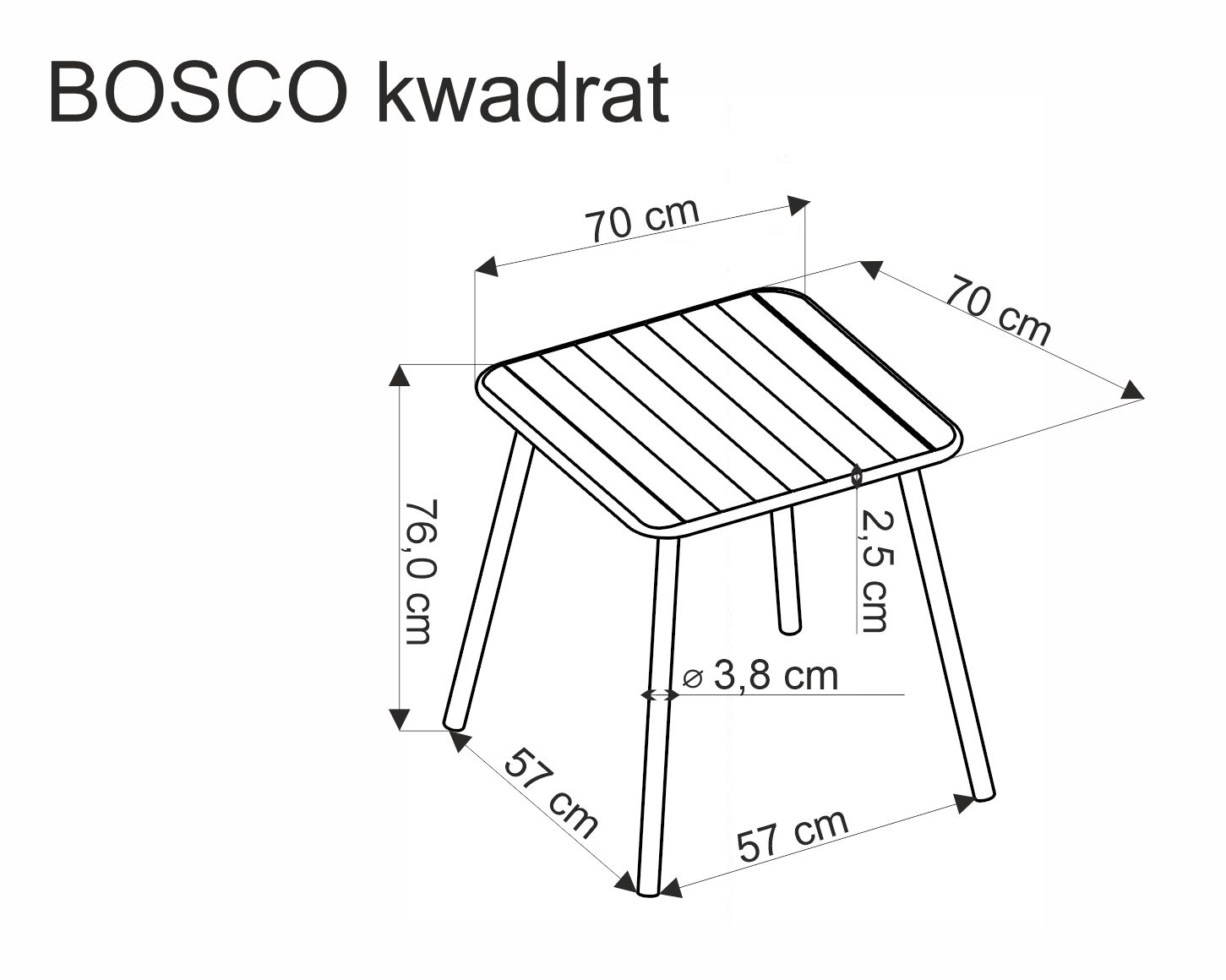 Stůl zahradní Bosco 70x70 cm - bílá Stůl zahradní bosco 70x70 cm - bílá