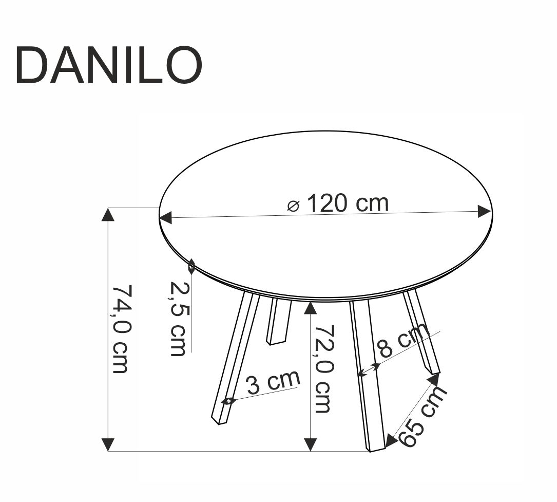 DANILO masă, blat - nucă, picioare - negru stol okraglu danilo 120 cm - nuc / negru Picioare