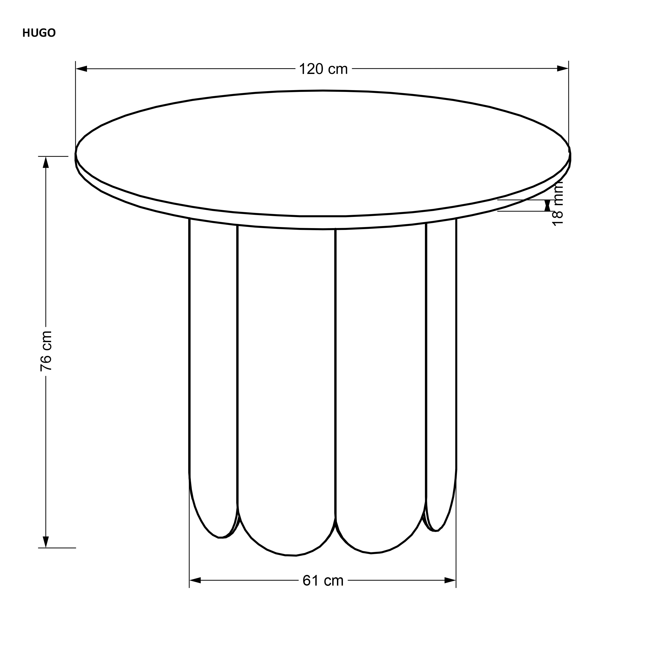 Okrúhly jedálenský stôl HUGO 120 cm - dub prírodný Stôl okrúhly120 hugo - Dub prírodné