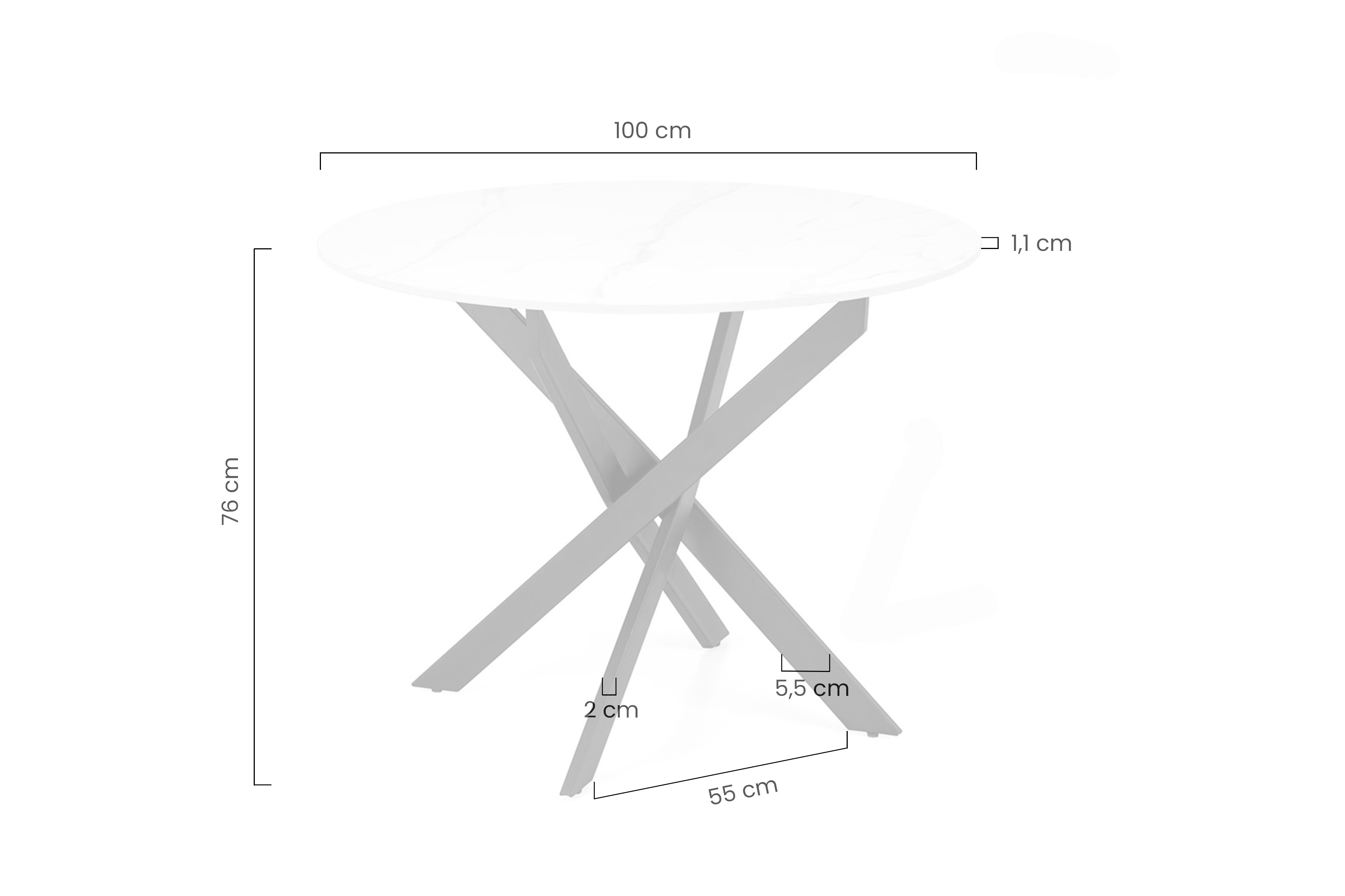 Kulatý stůl Edgar 100 cm - bílý mramor / černé nohy Stůl okragly Edgar 100 cm - bílá mramor / černé nožičky
