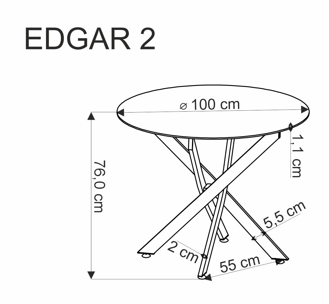 Edgar 2 kerek étkezőasztal - fehér márvány / fekete lábak stol okragly edgar 2 - 100 cm - fehér márvány / fekete Lábak