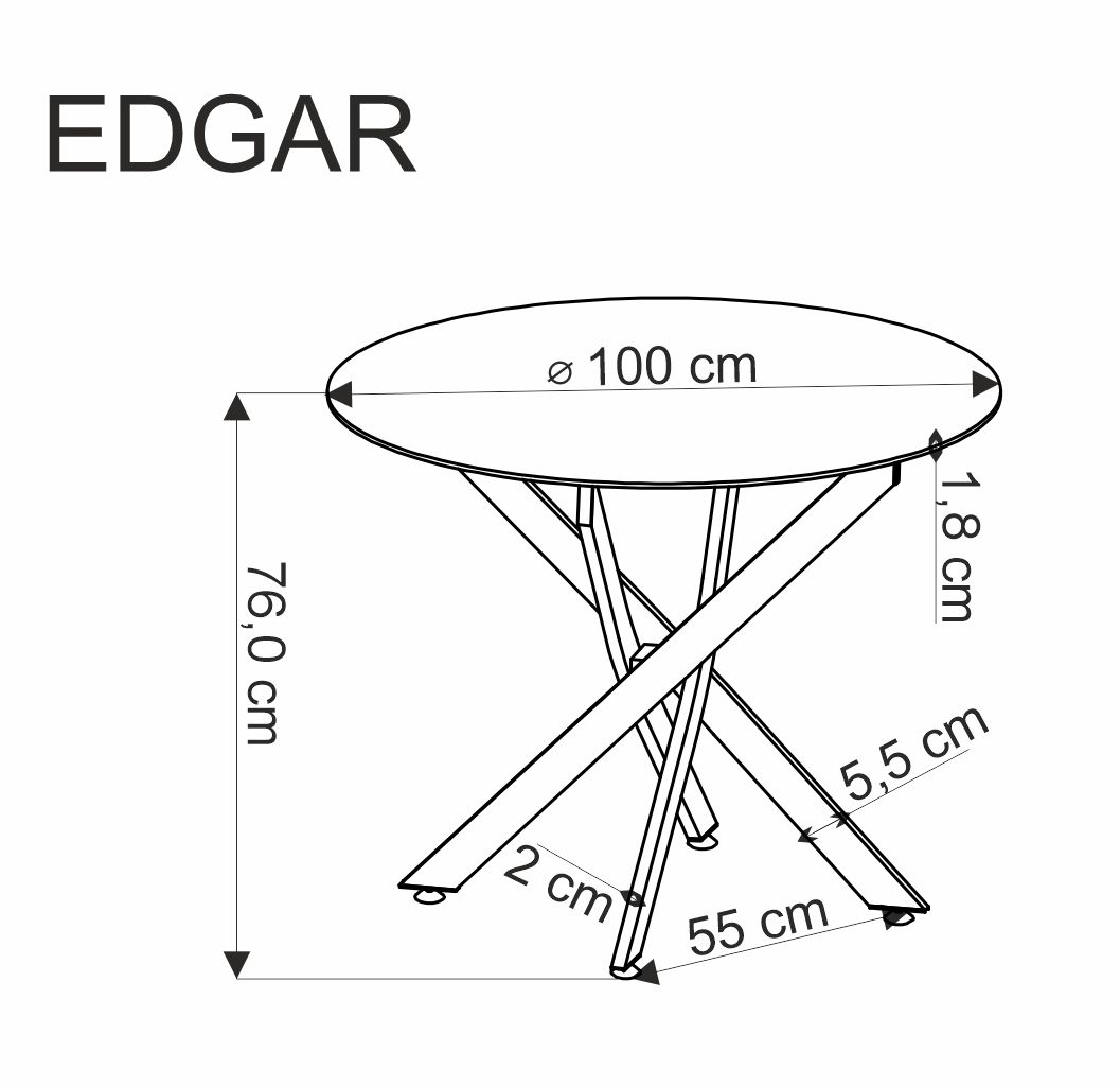 Okrúhly jedálenský stôl Edgar fi 100 cm - orieškový / čierny nožičky stôl okragly edgar fi 100 cm - orieškový / čierny nožičky