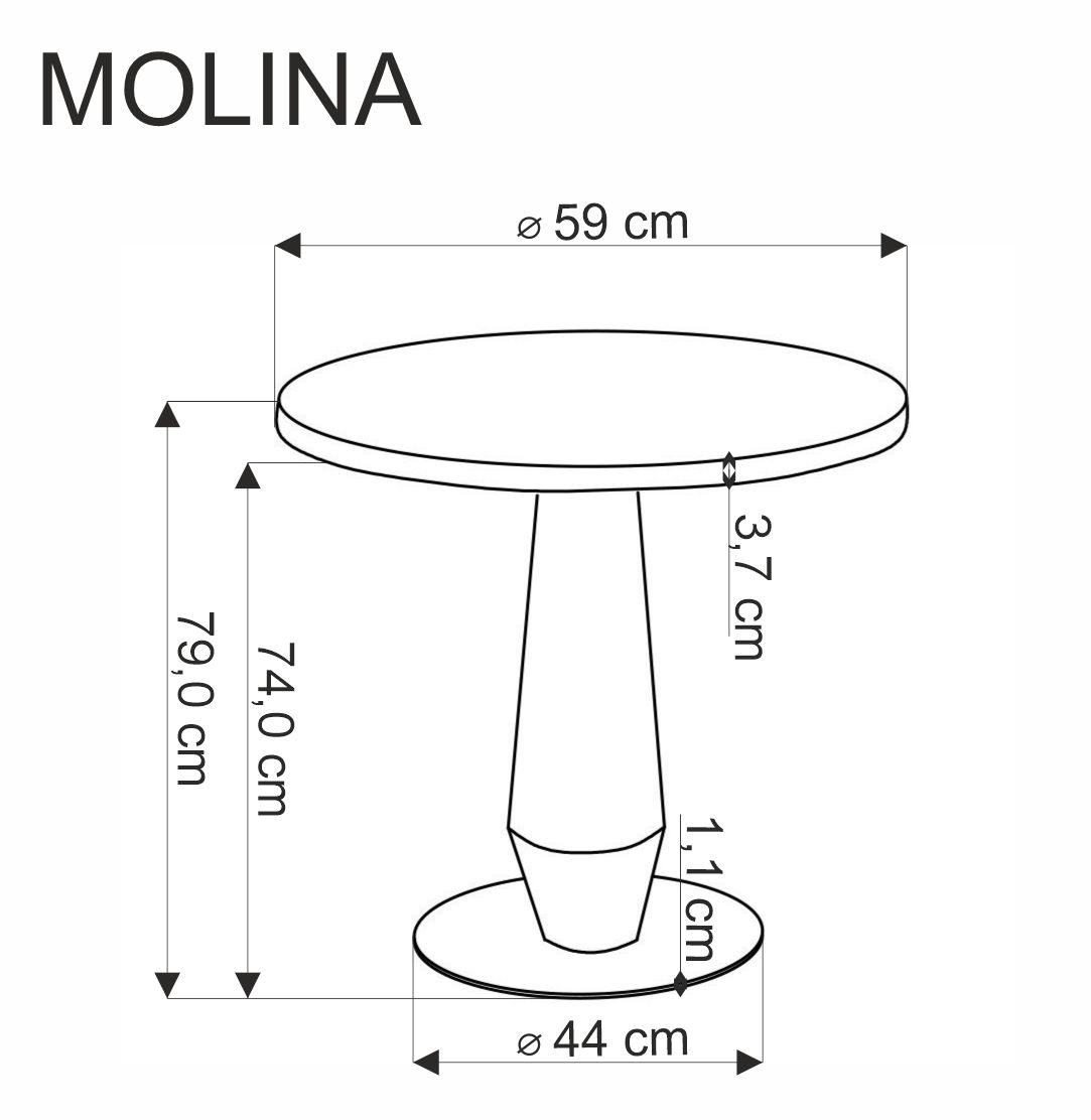 MOLINA stůl kulatý, Černý mramor / Černý / Žlutý Stůl okragly molina fi 59 cm - černá mramor / černá / zlatá