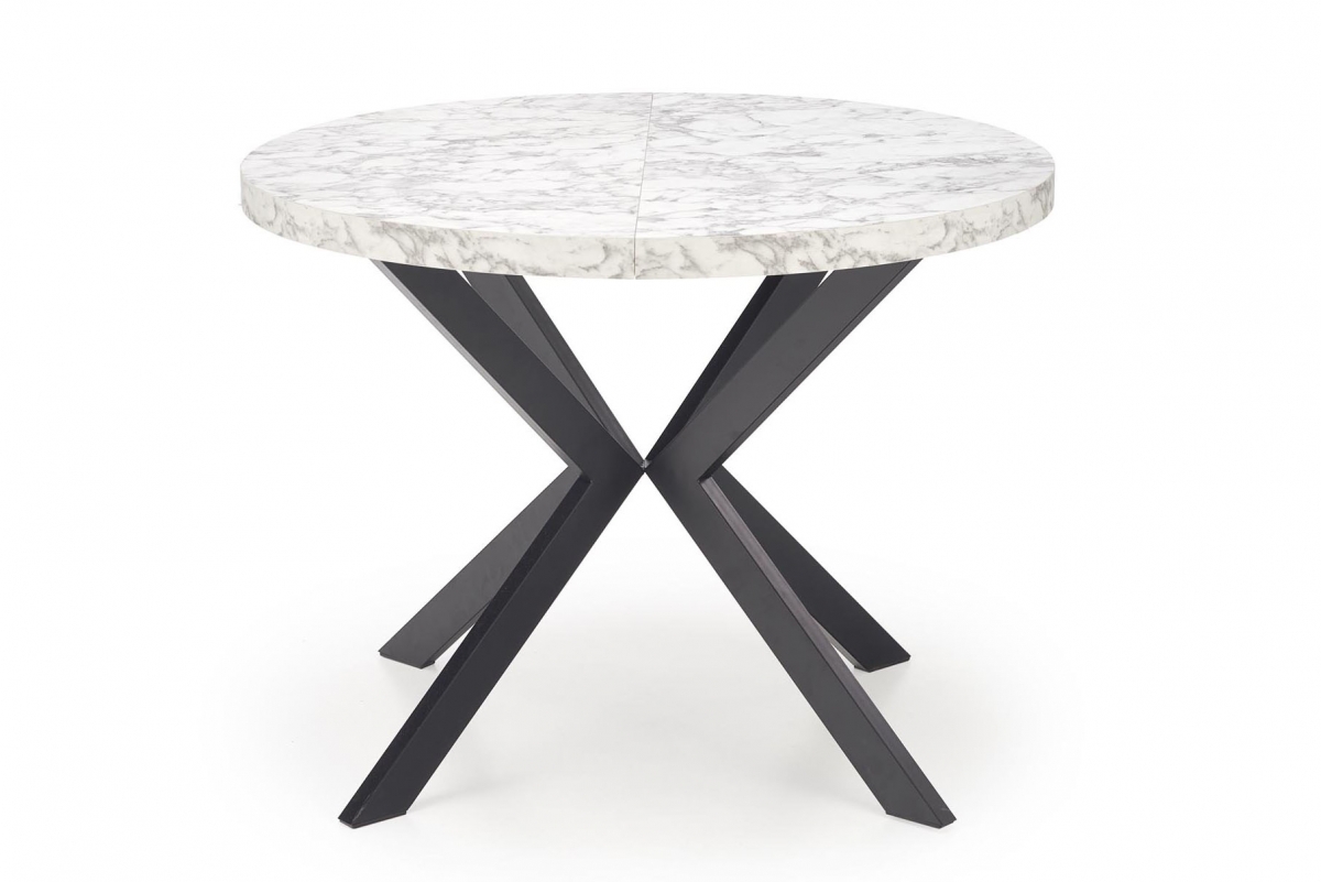 Okrúhly rozkladací stôl Peroni - 100-250x100 cm - biely mramor / čierna stôl okragly Peroni 100-250 cm - Biely mramor / čierny nožičky