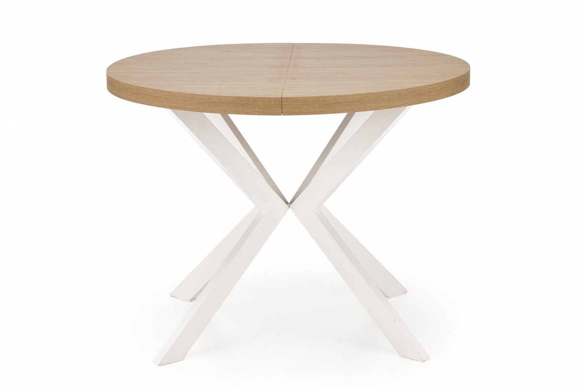 Okrúhly rozkladací stôl Peroni 100-250x100 cm - dub zlatý / biela stôl okragly Peroni rozkladany 100-250 cm - Dub zlaté / Biely