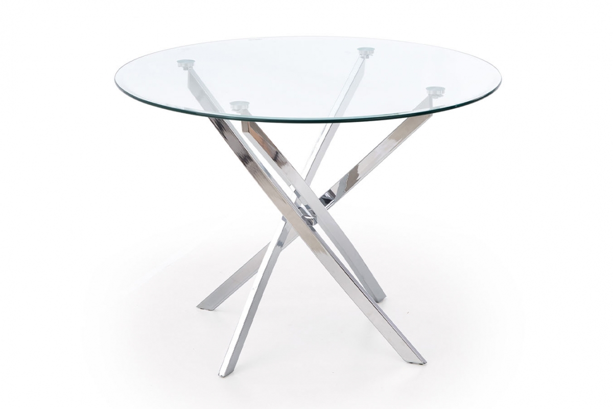 Okrúhly stôl Mundi - 100 cm - priehľadný / chróm stôl okragly Raymond - 100 cm - bezfarebná / Chrom