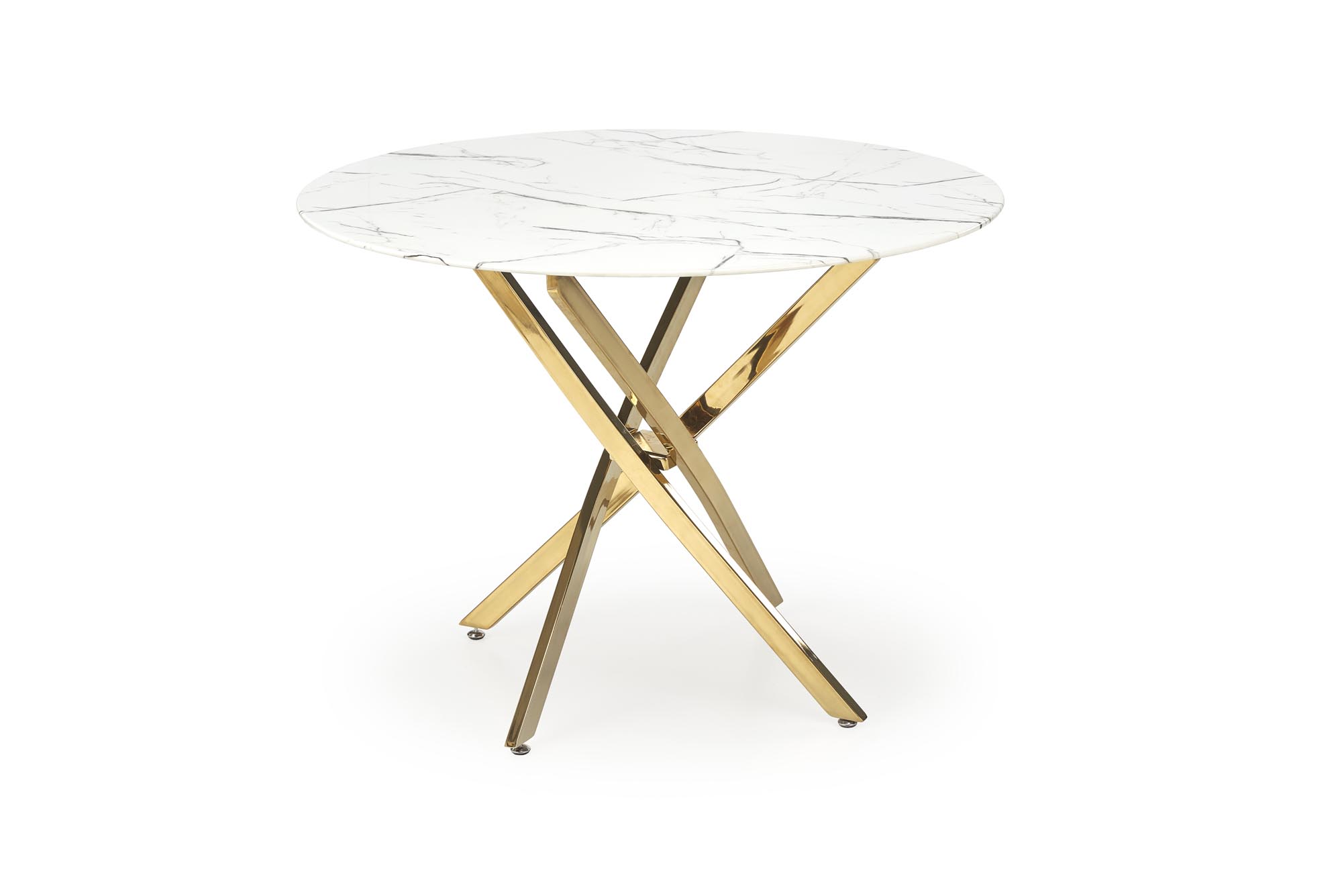 RAYMOND 2 stůl, Deska - Bílý mramor, Nohy - Žlutý (2p=1szt) Stůl okragly raymond 2 - Bílý mramor / Podstavec