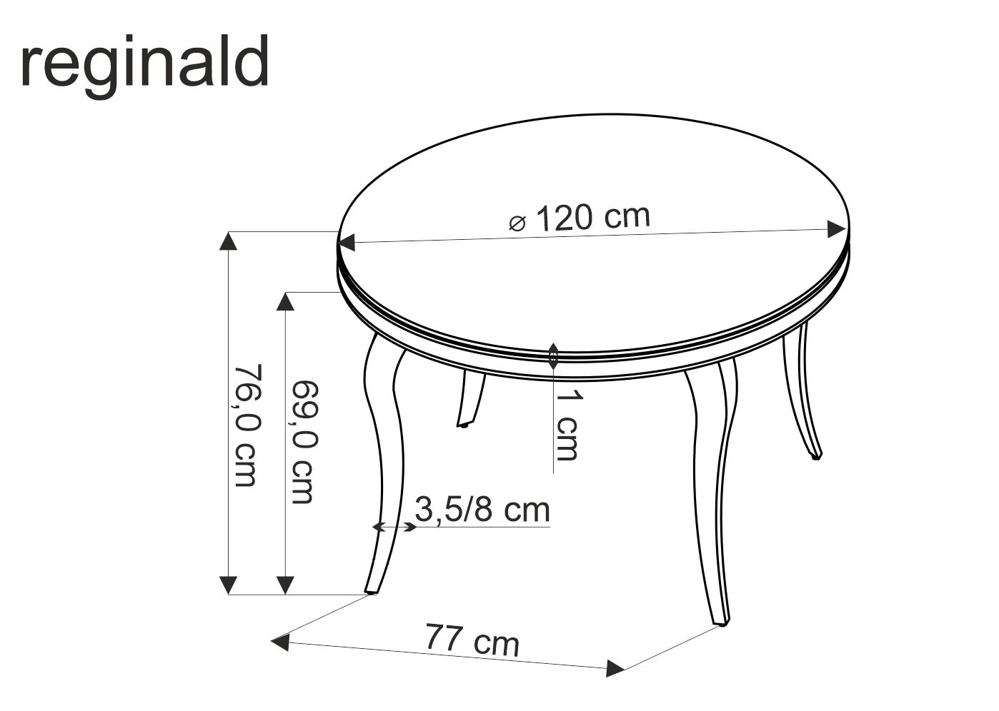 REGINALD_2 masă blat - sticlă negru, picioare - auriu stol okragly reginald 2 - 120 cm - negru / zlote Picioare