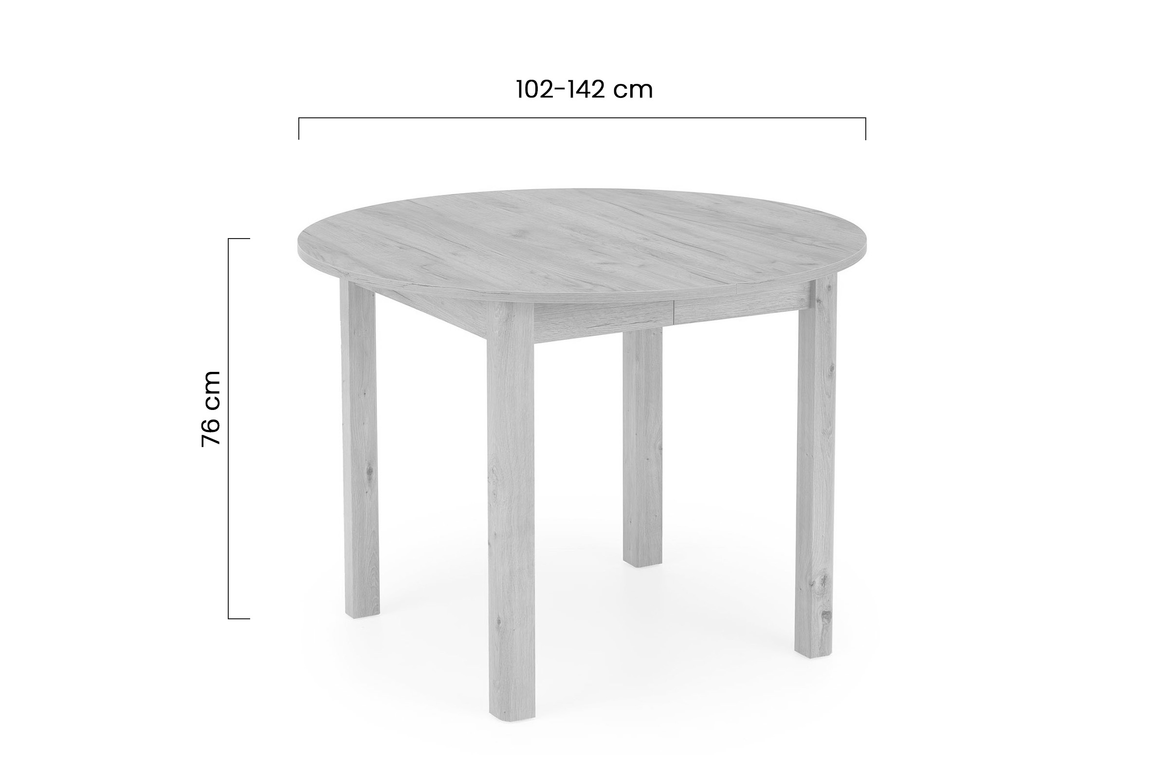 Okrúhly rozkladací stôl Gonvi 102-142x102 cm - biely stôl okragly Ringo rozkladany 102-142x102 cm - Biely