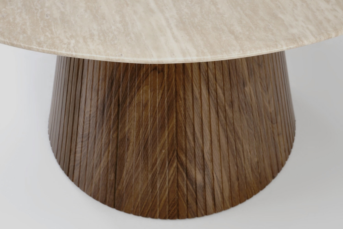 Stôl okragly Solvori 120 cm - Travertín / Orech Stôl okragly Solvori 120 cm - Travertín / Orech