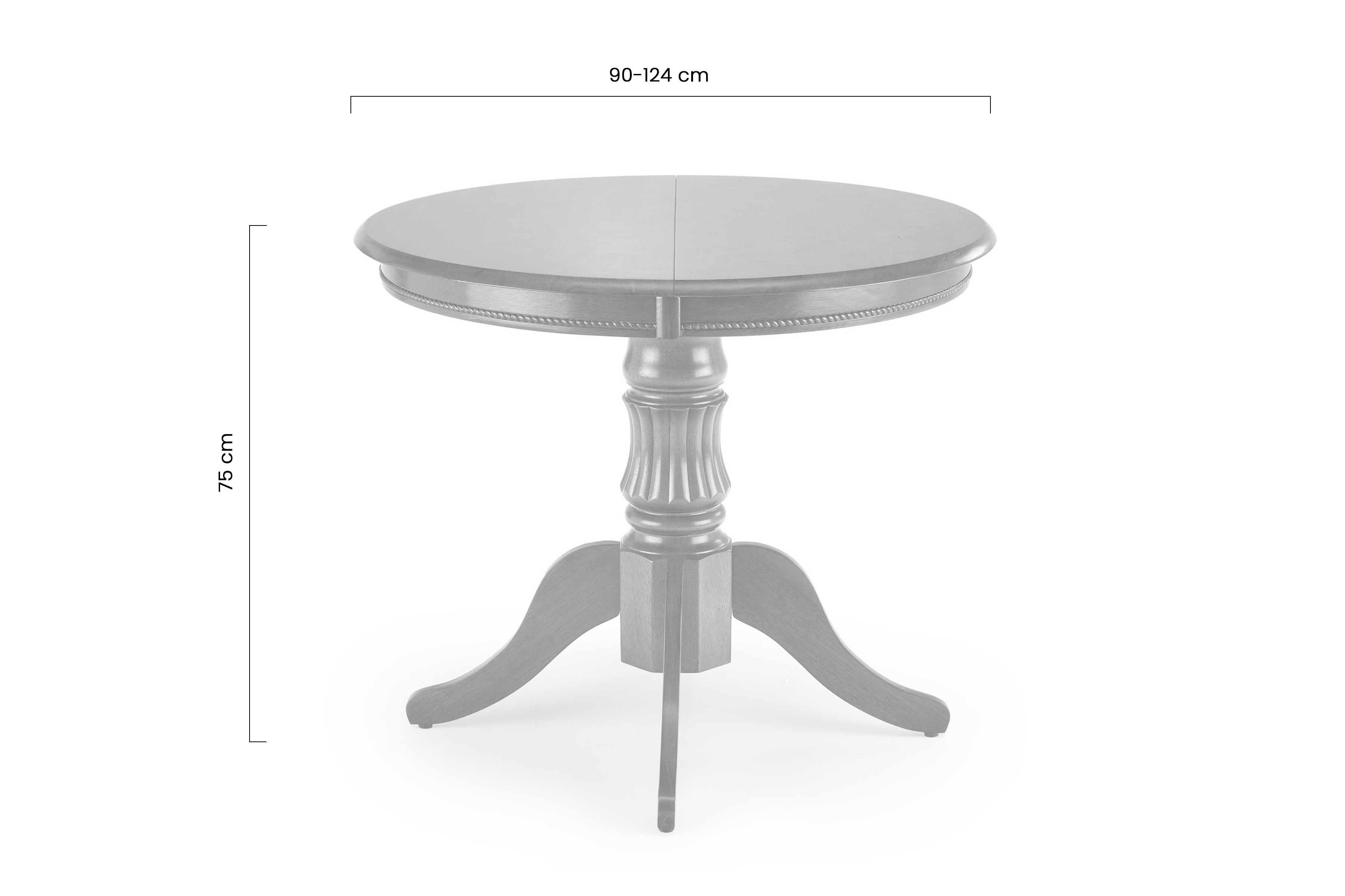 Rozkladací okrúhly stôl Monsi - 90-124x90 cm - biely stôl okragly William rozkladany 90-124x90 cm - Biely