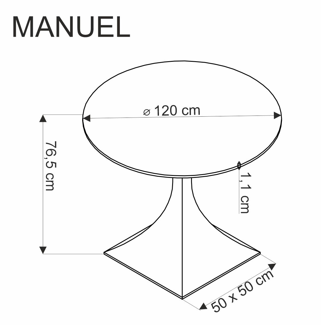 Jídelní stůl Manuel 120 cm - černý mramor / černé nohy Stůl okrgly manuel 120 cm - černá mramor / černá Nohy