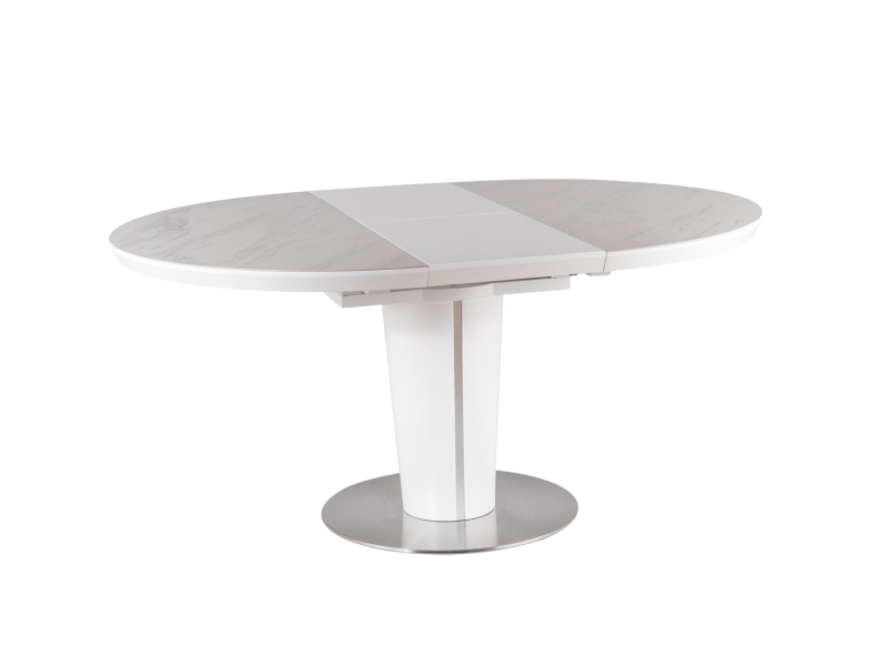 Stôl ORBIT CERAMIC biely mracamový efekt /biely MAT FI 120(160)  stOL orbit ceramic biaLy mramorový efekt /biaLy mat fi 120(160) 