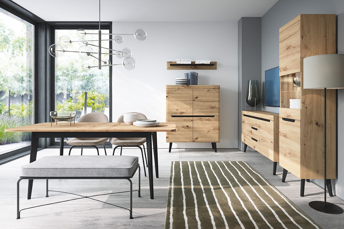 Rozkládací jídelní stůl Dorin 140-180 cm - dub artisan stylový Nábytek do obývacího pokoje