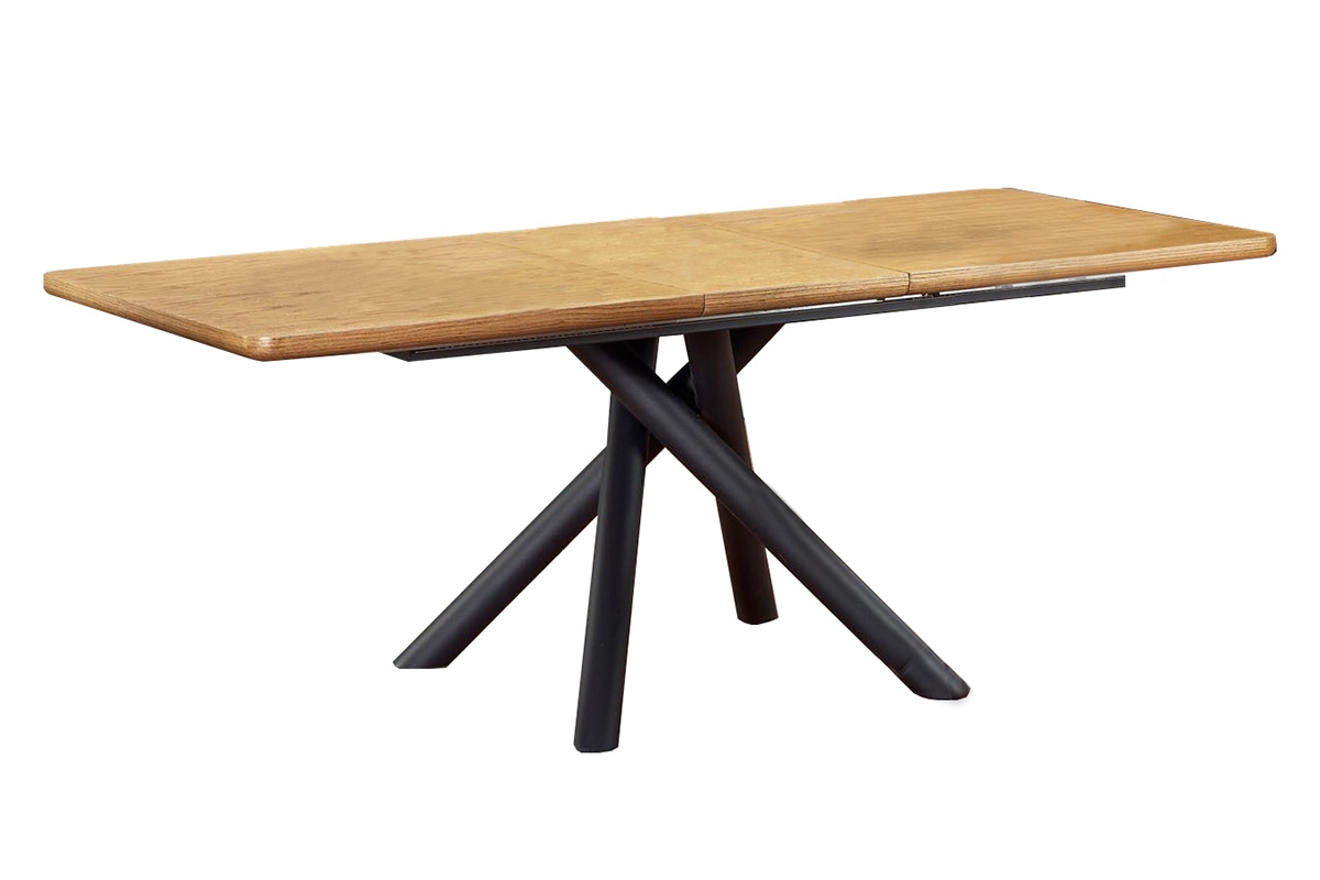 Rozkladací jedálenský stôl Derrick 160 -200 cm - dub prírodný / čierna Rozkladací stôl 160-200 Derrick - dub prírodný / čierny